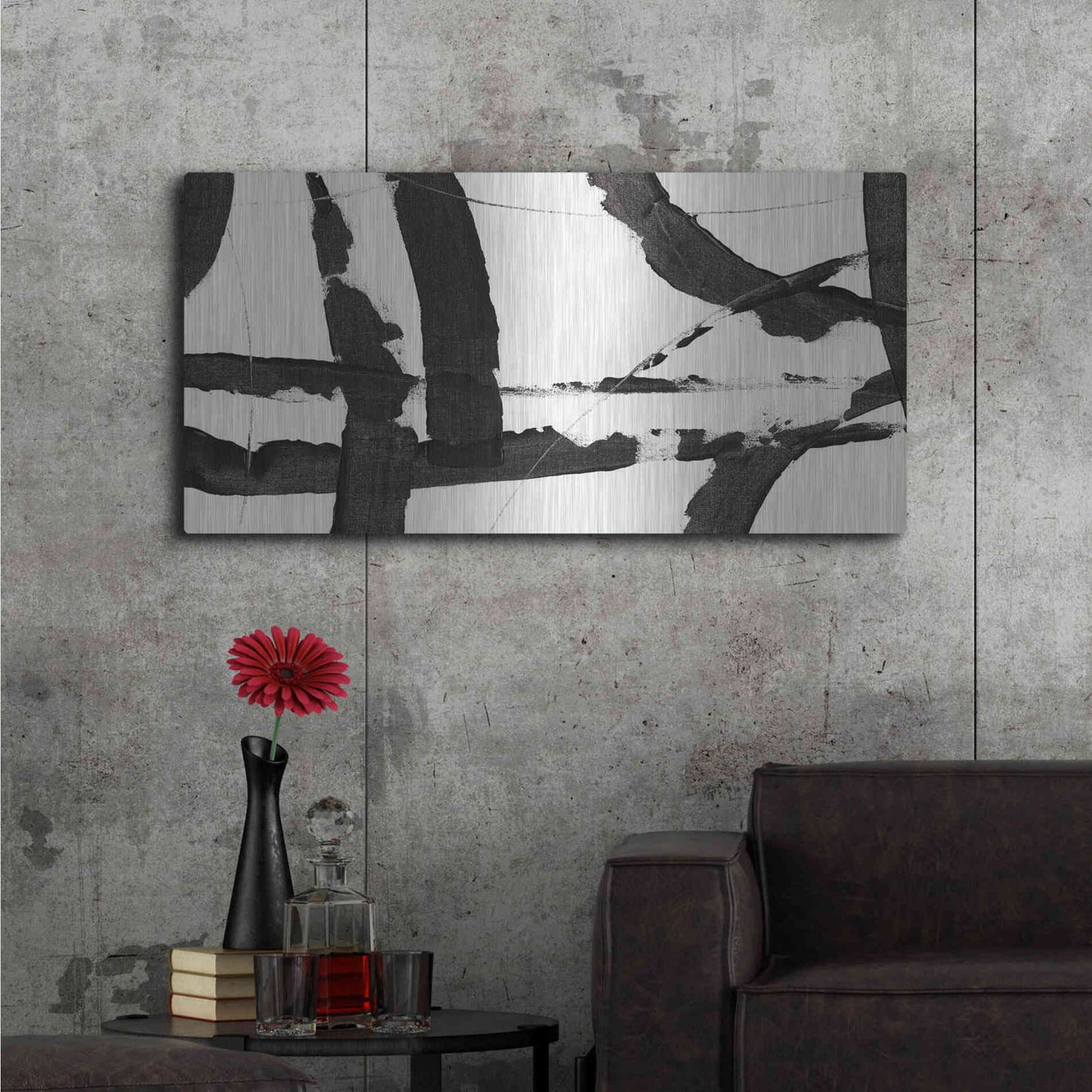 Luxe Metal Art 'Obsidian Harmony I' by Tim O'Toole, Metal Wall Art,48x24