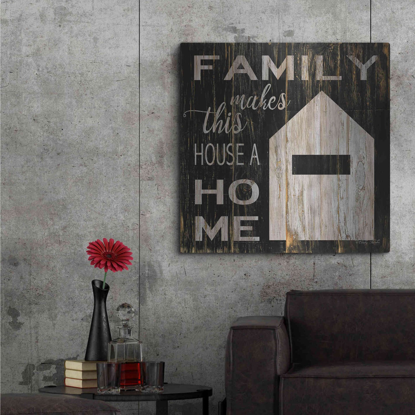 Luxe Metal Art 'Family Makes This House a Home' by Cindy Jacobs, Metal Wall Art,36x36