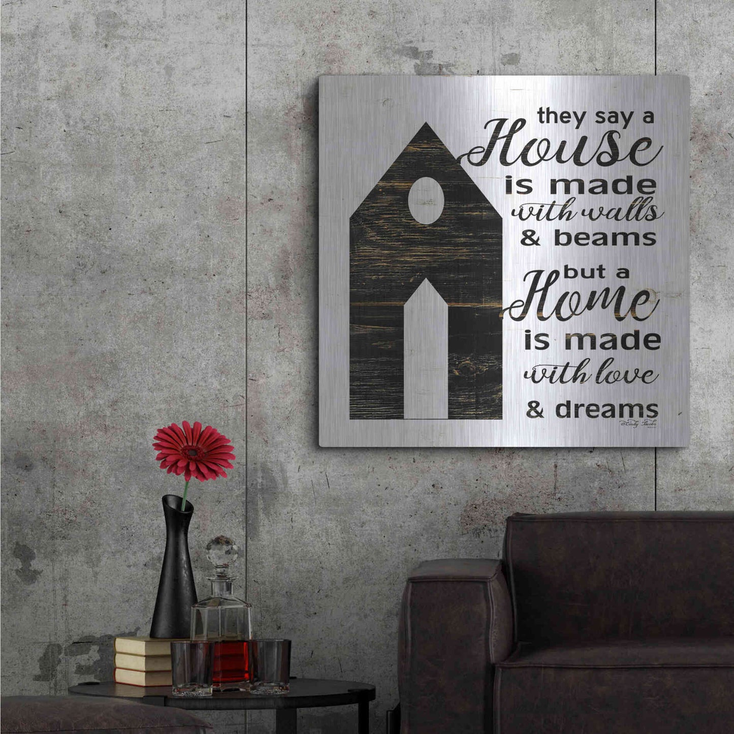 Luxe Metal Art 'A House..' by Cindy Jacobs, Metal Wall Art,36x36