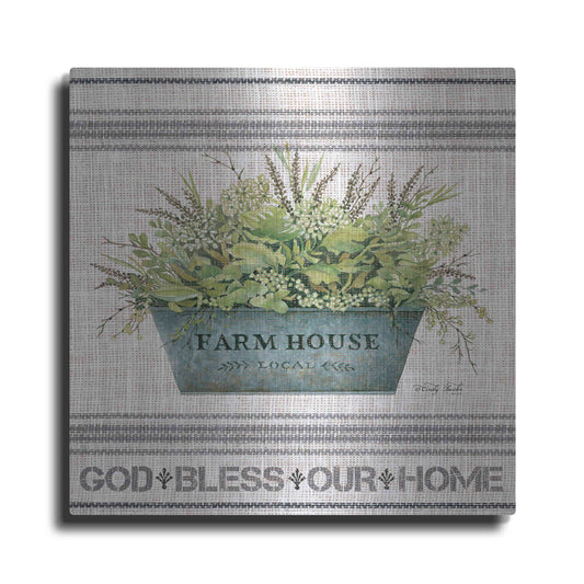 Luxe Metal Art 'Galvanized Farmhouse God Bless' by Cindy Jacobs, Metal Wall Art