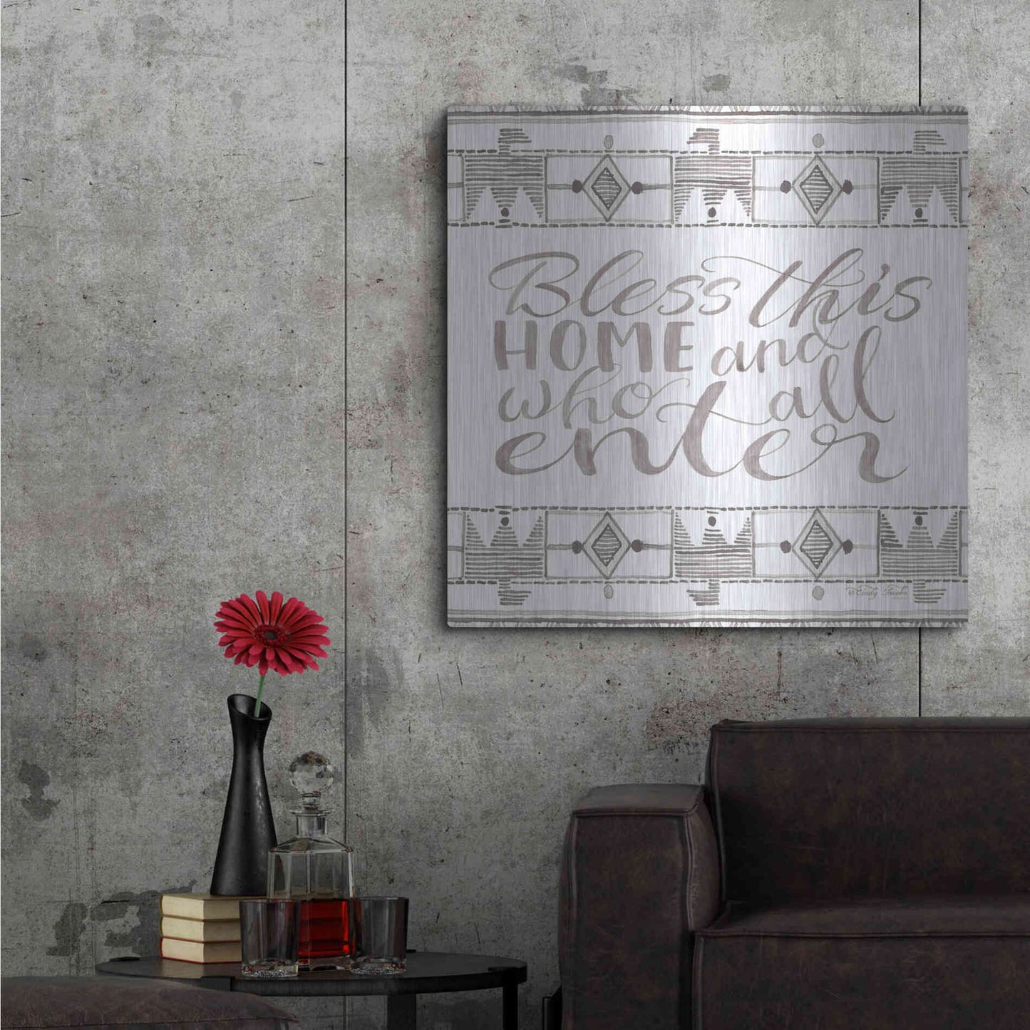 Luxe Metal Art 'Bless This Home' by Cindy Jacobs, Metal Wall Art,36x36