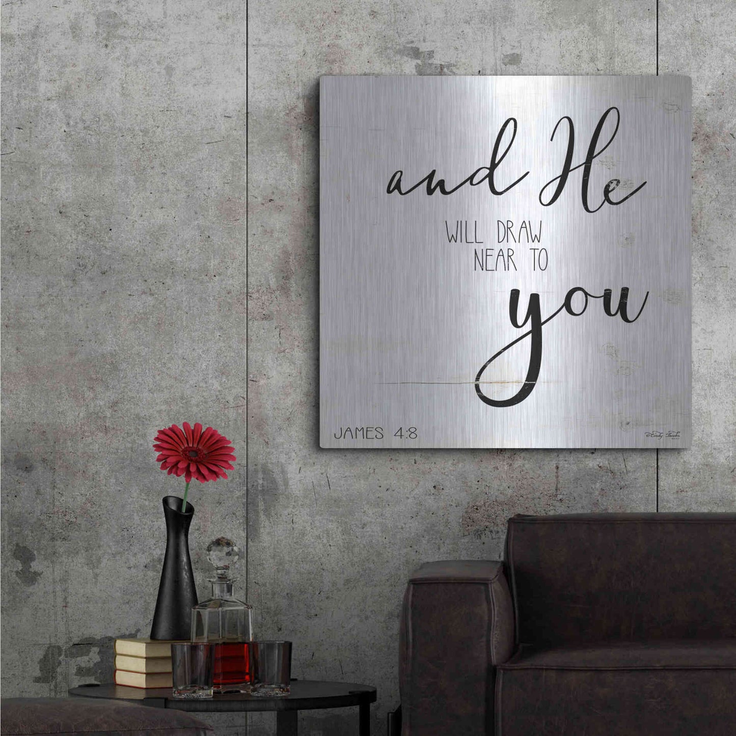 Luxe Metal Art 'And He will Draw Near to you' by Cindy Jacobs, Metal Wall Art,36x36