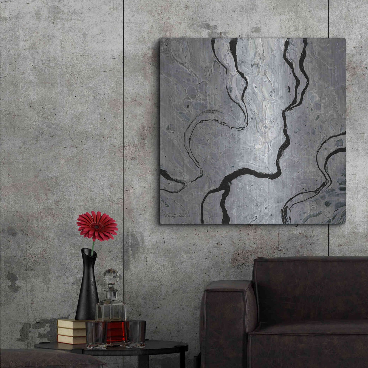 Luxe Metal Art 'Abstract in Gray IV' by Cindy Jacobs, Metal Wall Art,36x36