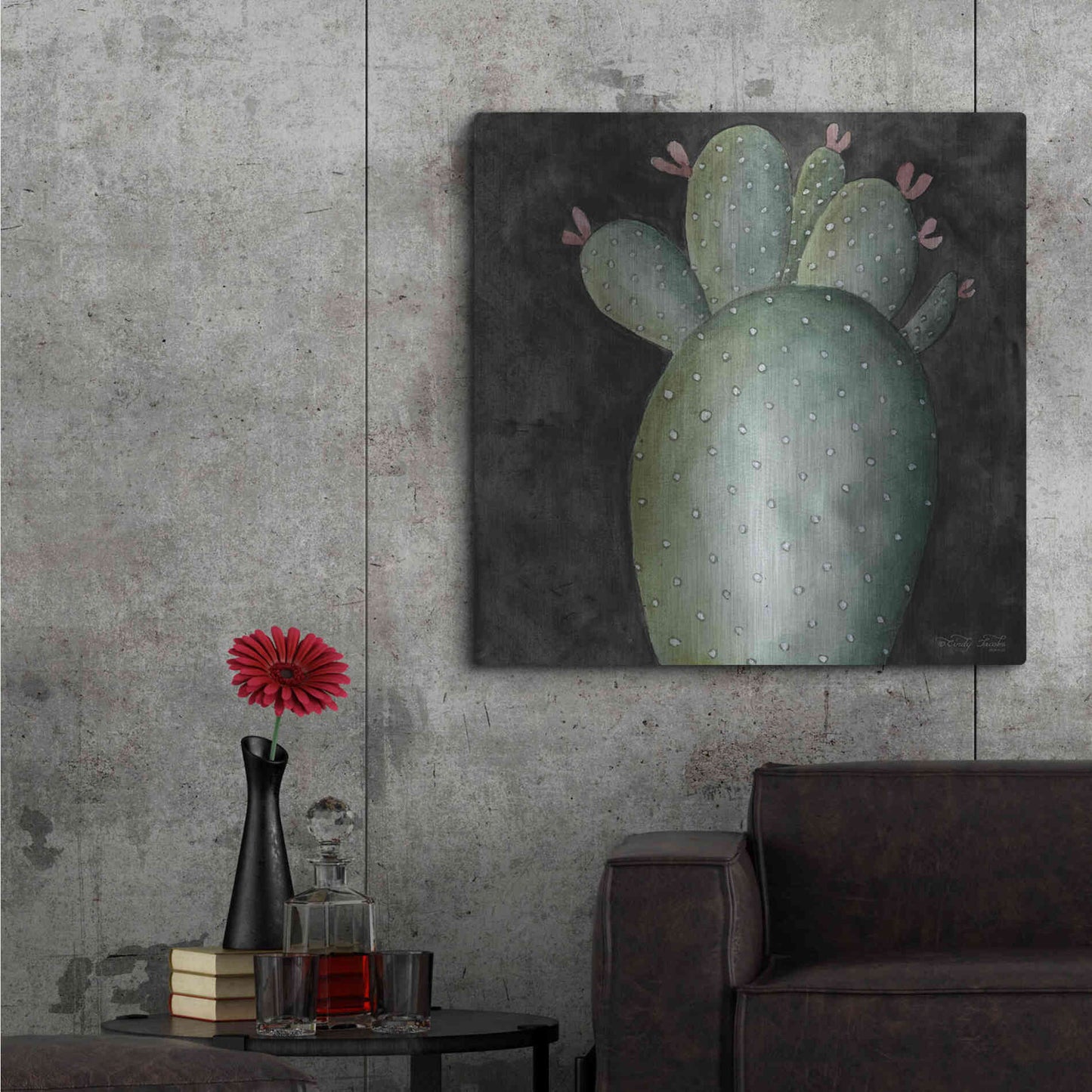 Luxe Metal Art 'Big Blooming Cactus II' by Cindy Jacobs, Metal Wall Art,36x36