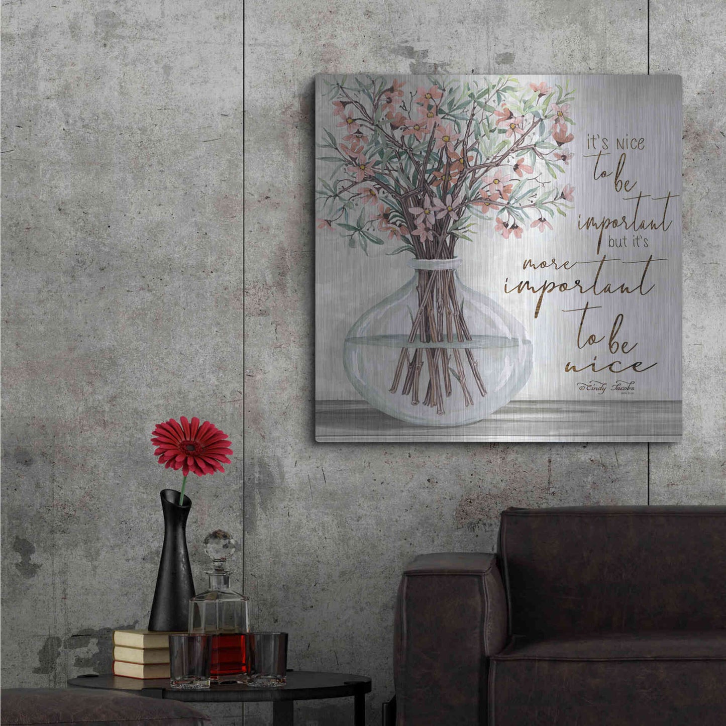 Luxe Metal Art 'It's Important to be Nice' by Cindy Jacobs, Metal Wall Art,36x36