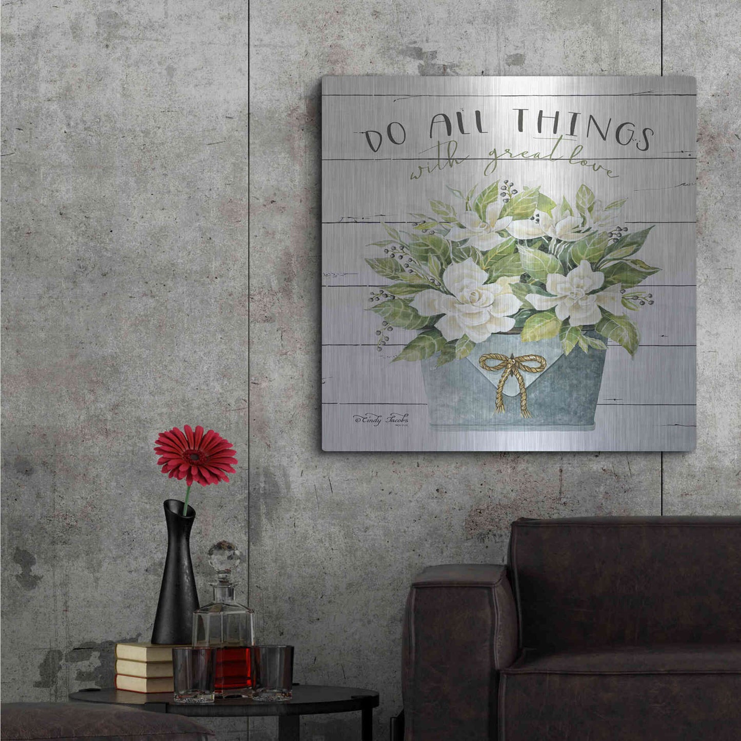 Luxe Metal Art 'Do All Things with Great Love' by Cindy Jacobs, Metal Wall Art,36x36