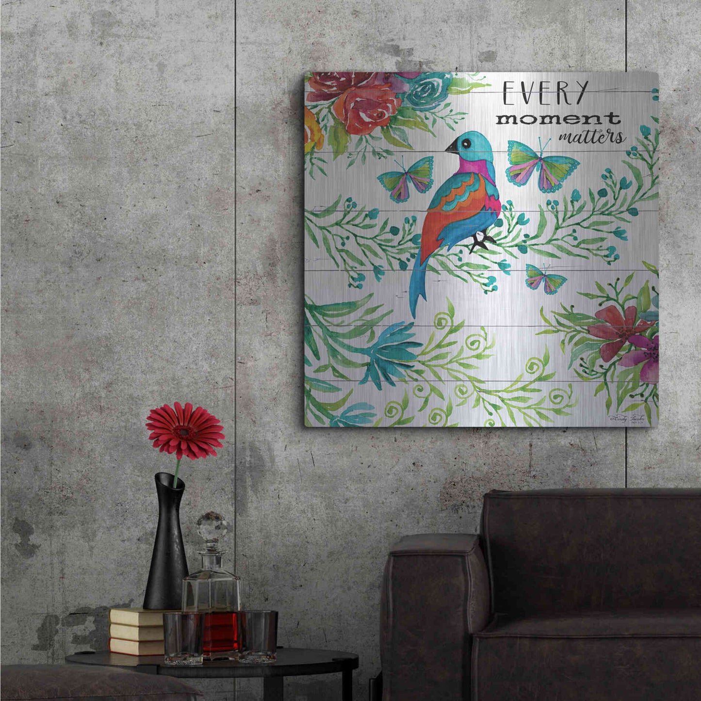 Luxe Metal Art 'Every Little Moment Matters' by Cindy Jacobs, Metal Wall Art,36x36