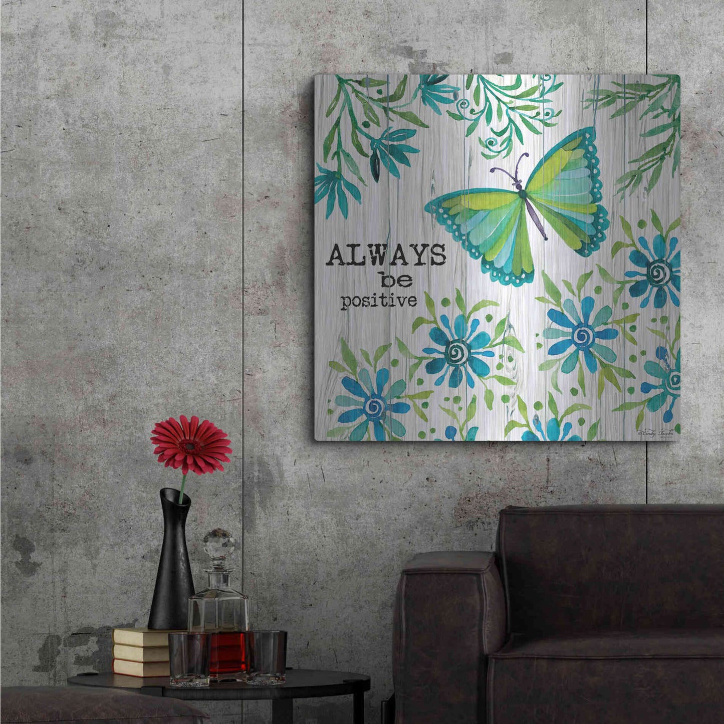 Luxe Metal Art 'Always Be Positive' by Cindy Jacobs, Metal Wall Art,36x36