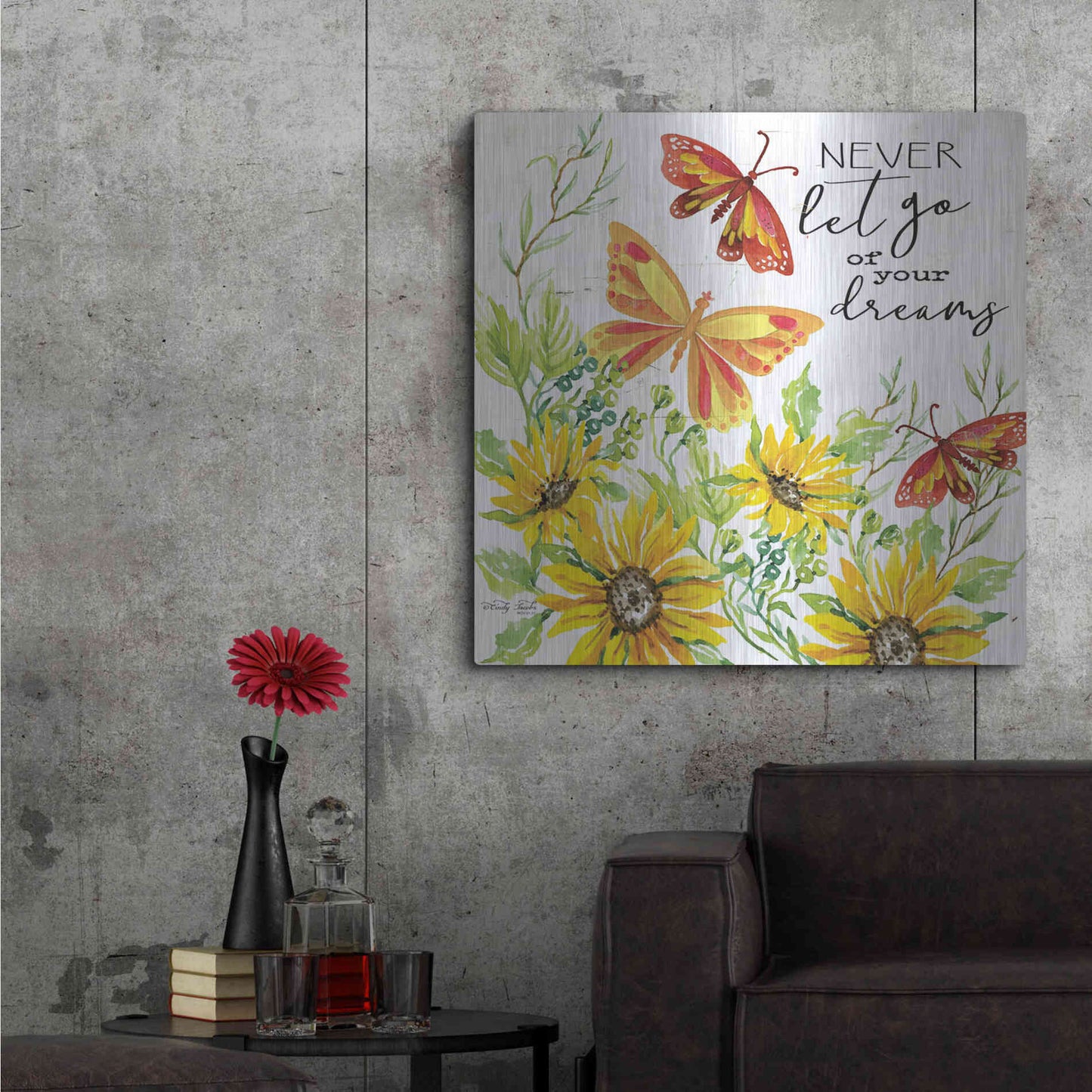 Luxe Metal Art 'Never Let Go of your Dreams' by Cindy Jacobs, Metal Wall Art,36x36