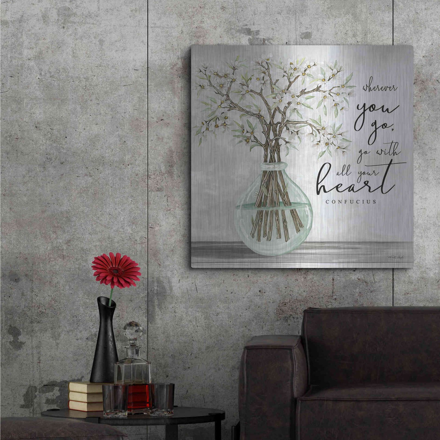 Luxe Metal Art 'Go With All Your Heart' by Cindy Jacobs, Metal Wall Art,36x36
