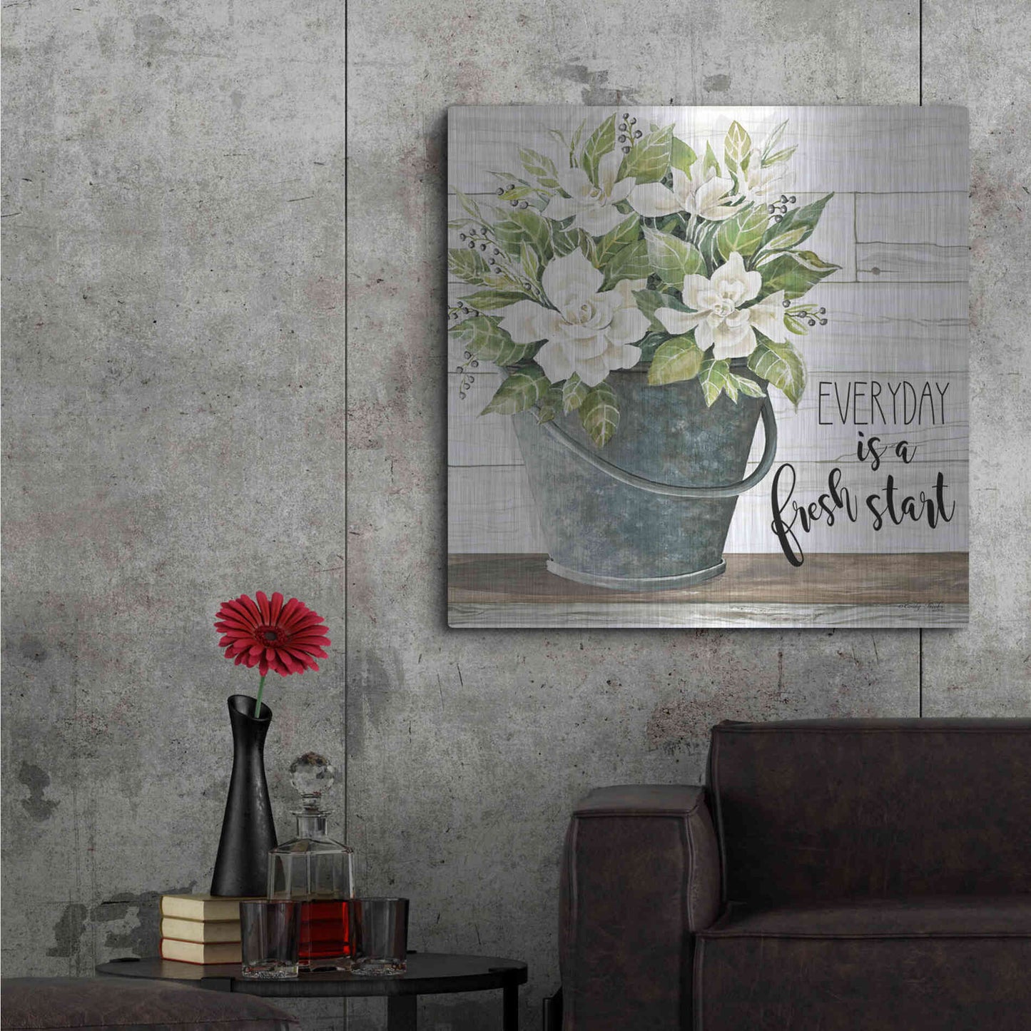 Luxe Metal Art 'Everyday is a Fresh Start' by Cindy Jacobs, Metal Wall Art,36x36