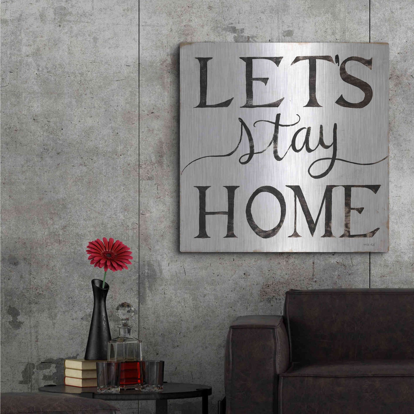 Luxe Metal Art 'Let's Stay Home I' by Cindy Jacobs, Metal Wall Art,36x36