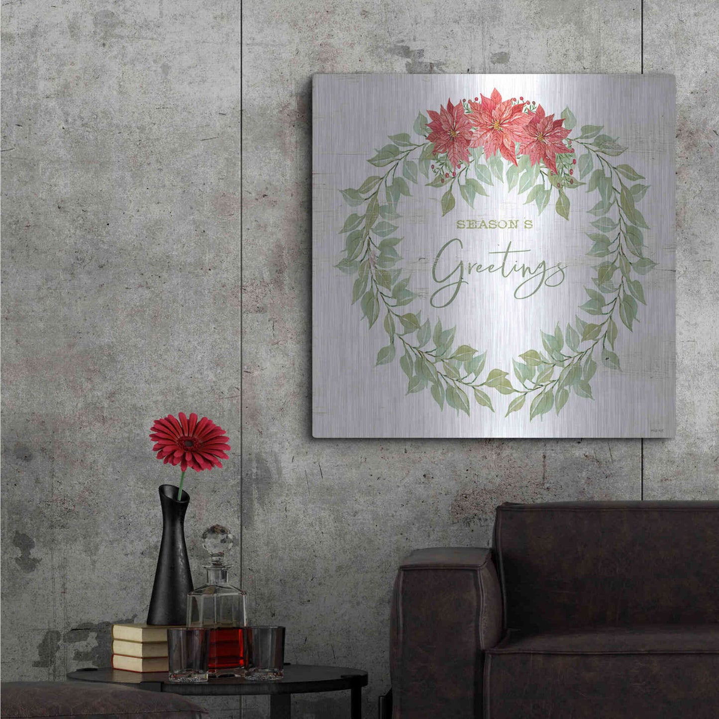Luxe Metal Art 'Season's Greetings Wreath' by Cindy Jacobs, Metal Wall Art,36x36