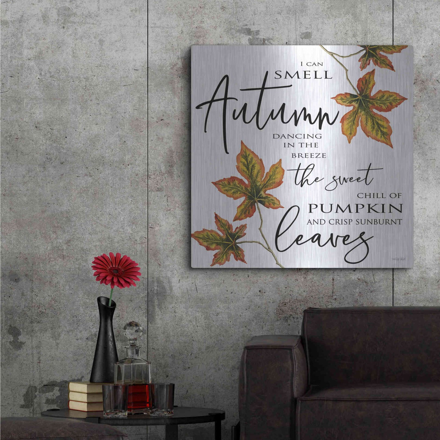Luxe Metal Art 'Sunburnt Leaves' by Cindy Jacobs, Metal Wall Art,36x36