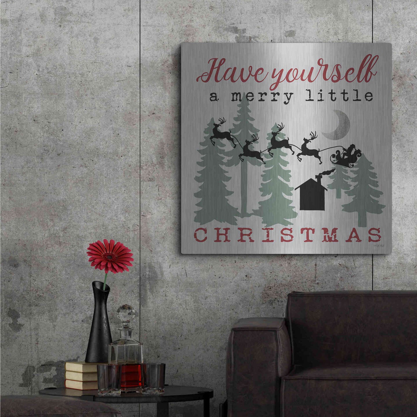 Luxe Metal Art 'Have Yourself a Merry Little Christmas' by Cindy Jacobs, Metal Wall Art,36x36