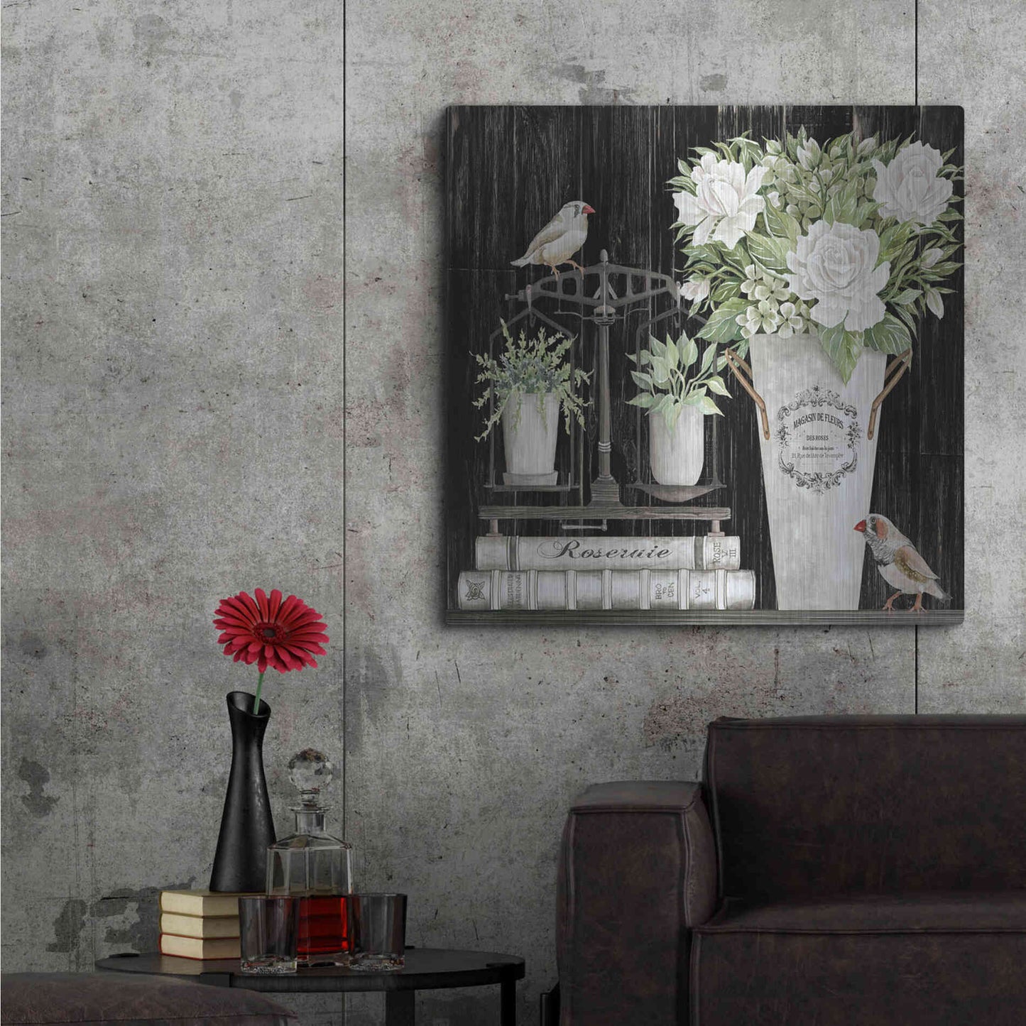 Luxe Metal Art 'Roses and Scales' by Cindy Jacobs, Metal Wall Art,36x36