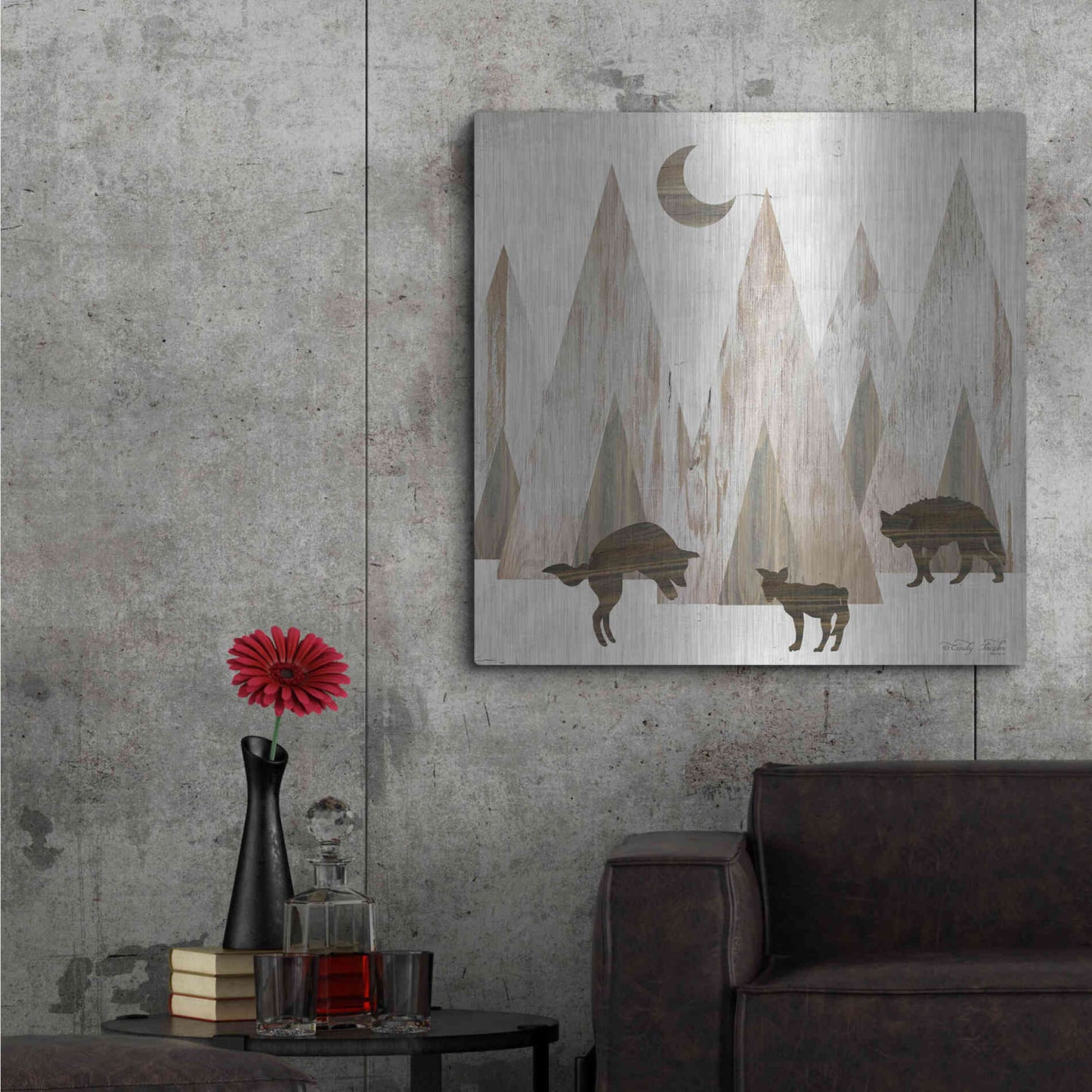 Luxe Metal Art 'Night Play' by Cindy Jacobs, Metal Wall Art,36x36