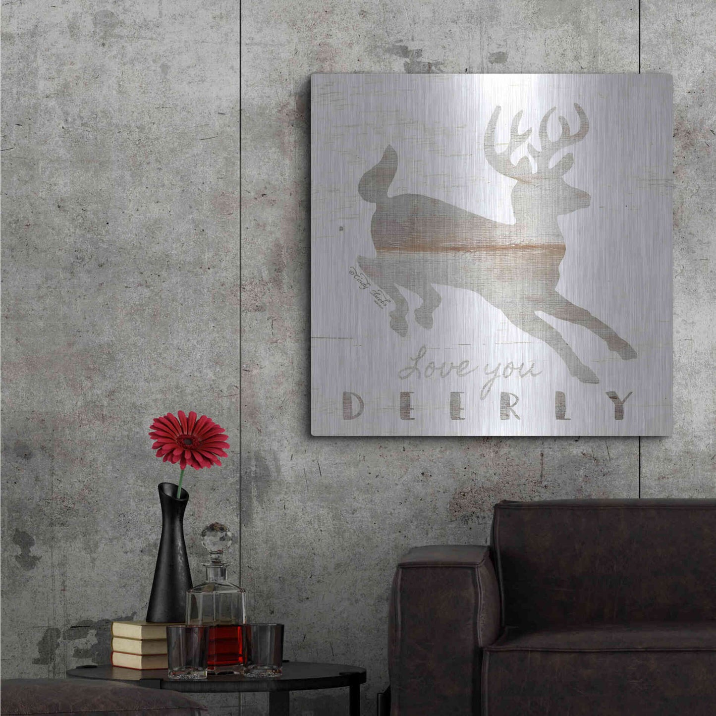 Luxe Metal Art 'Love You Deerly' by Cindy Jacobs, Metal Wall Art,36x36