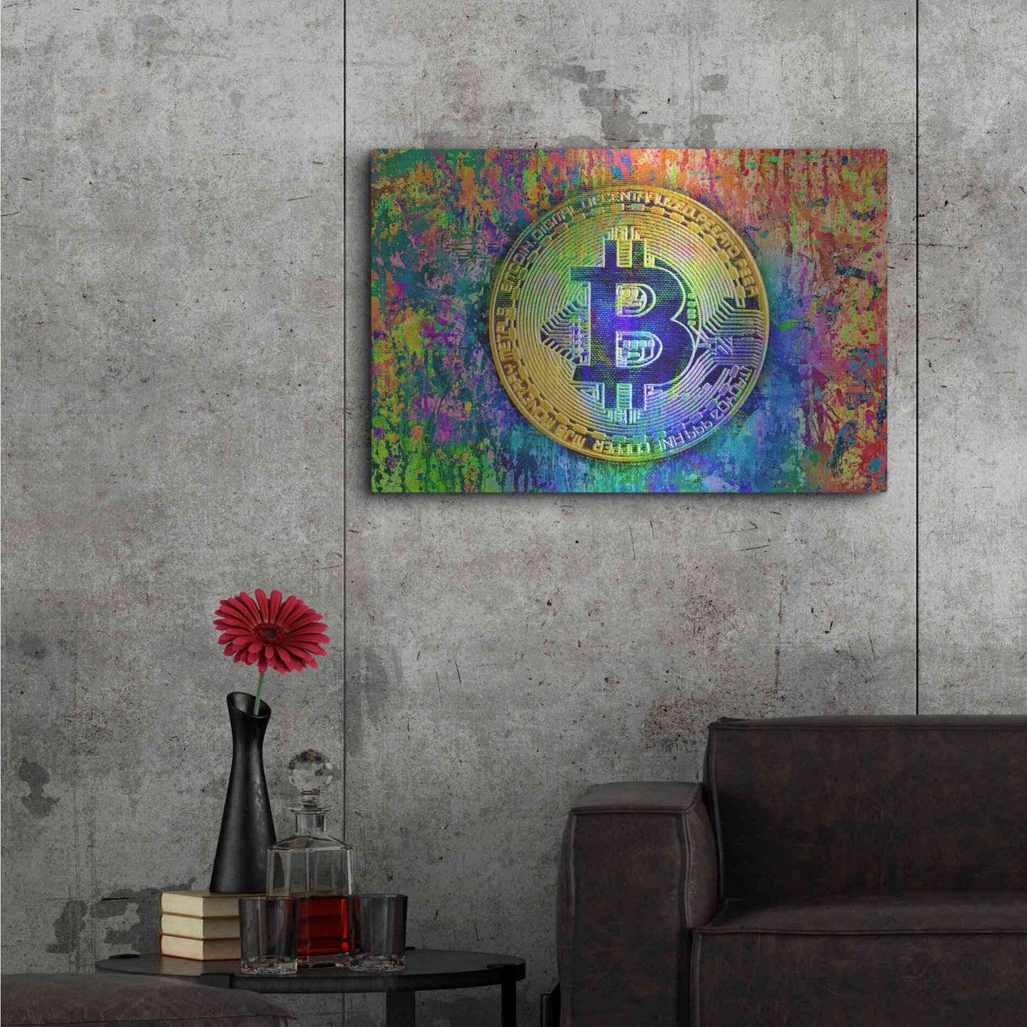 Luxe Metal Art 'Bitcoin Pollock,' by Luxe Portfolio, Metal Wall Art,36x24