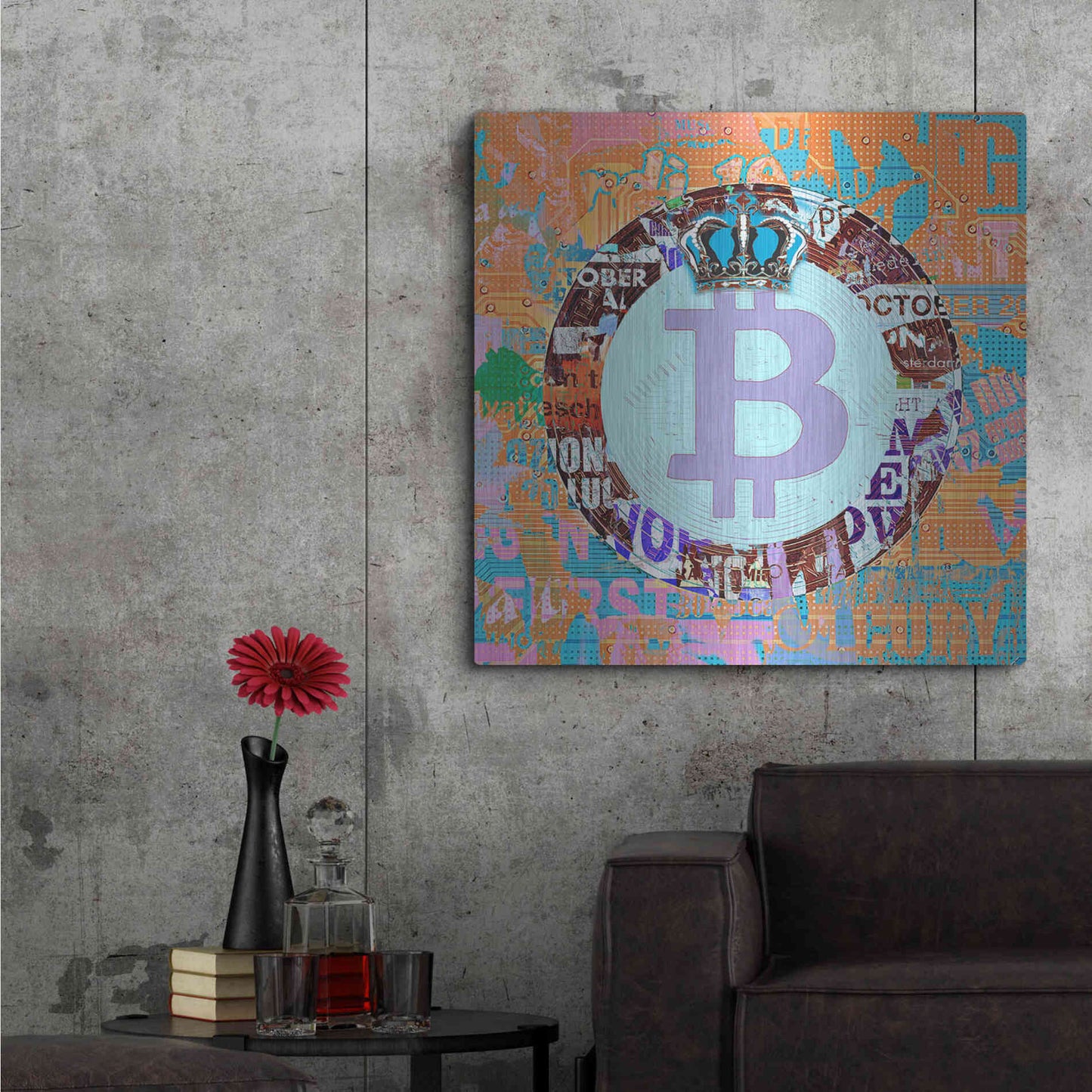 Luxe Metal Art 'Bitcoin Cryptocurrency 2-1' by Irena Orlov, Metal Wall Art,36x36