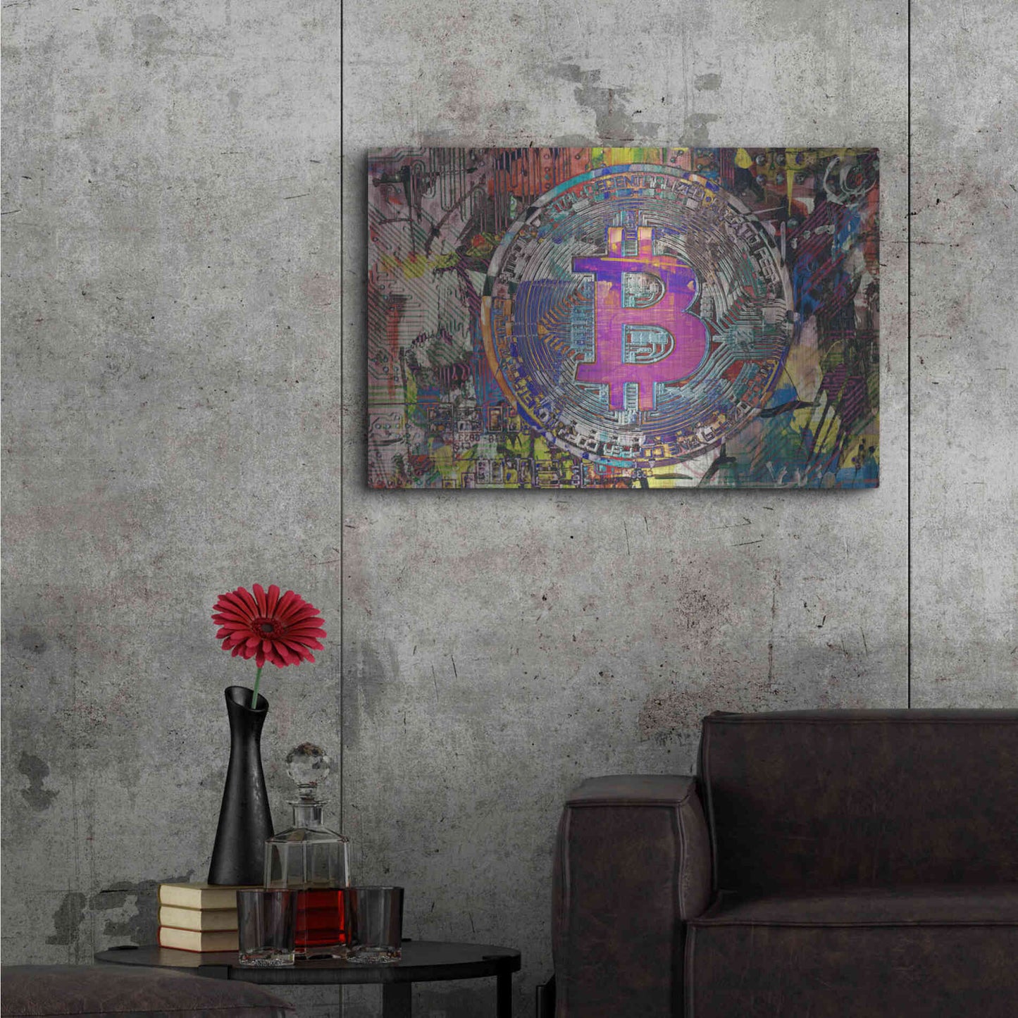 Luxe Metal Art 'Bitcoin Coin 1' by Irena Orlov, Metal Wall Art,36x24