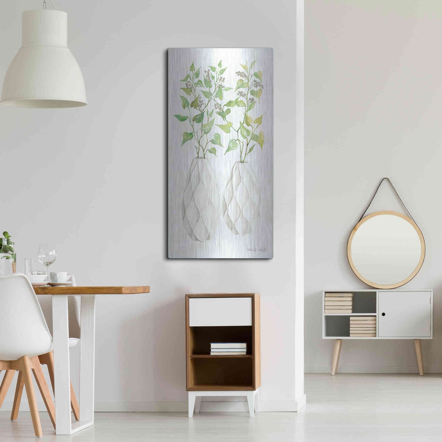Luxe Metal Art 'Geometric Vase II' by Cindy Jacobs, Metal Wall Art,24x48