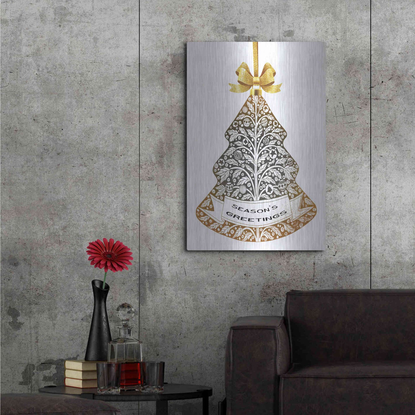 Luxe Metal Art 'Season's Greetings Ornament' by Cindy Jacobs, Metal Wall Art,24x36