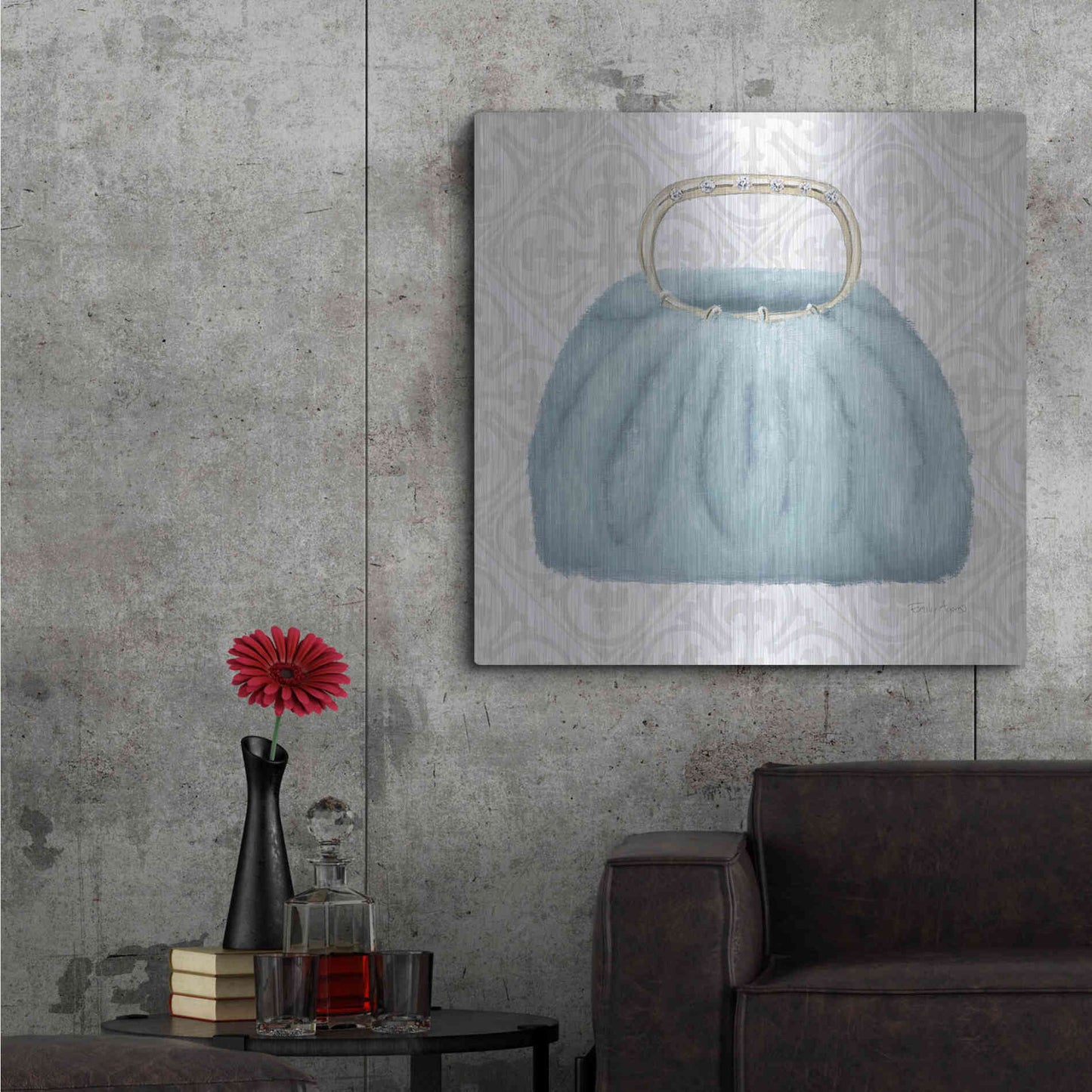 Luxe Metal Art 'Must Have Fashion III Gray White' by Emily Adams, Metal Wall Art,36x36