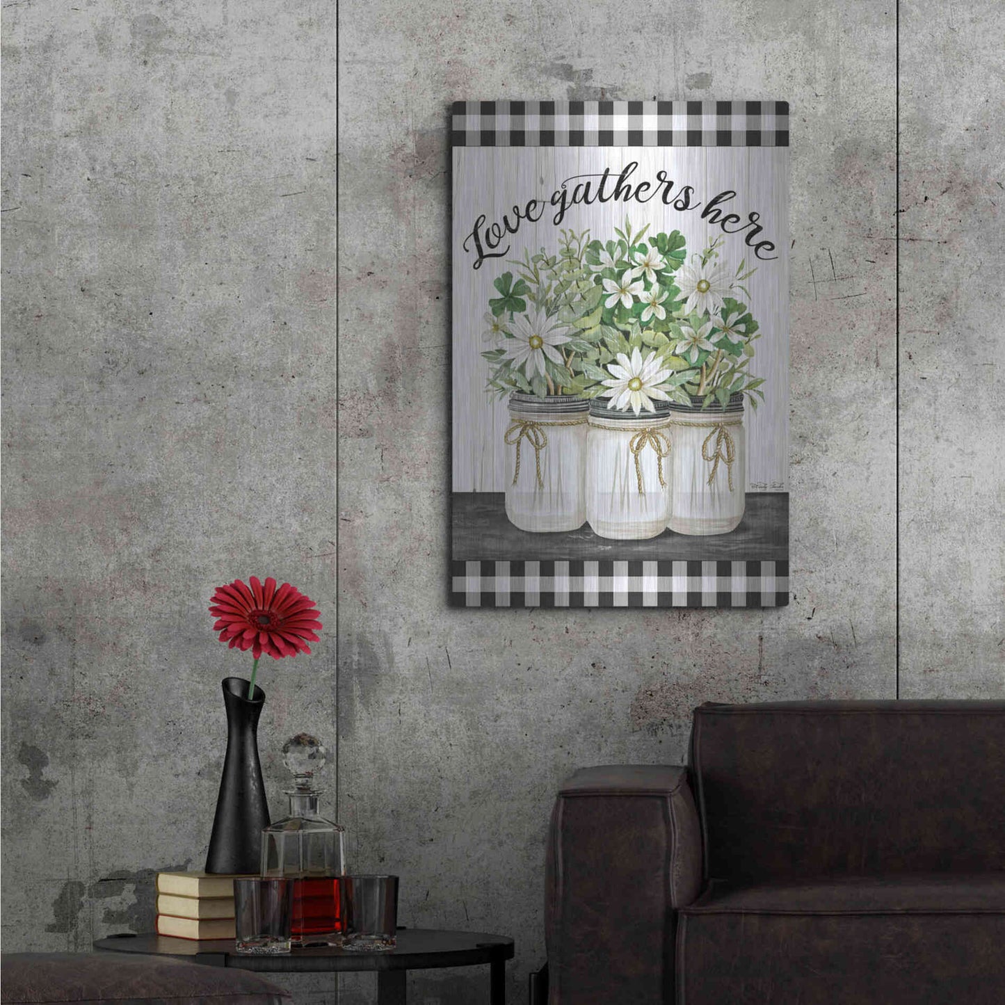 Luxe Metal Art 'Love Gathers Here' by Cindy Jacobs, Metal Wall Art,24x36