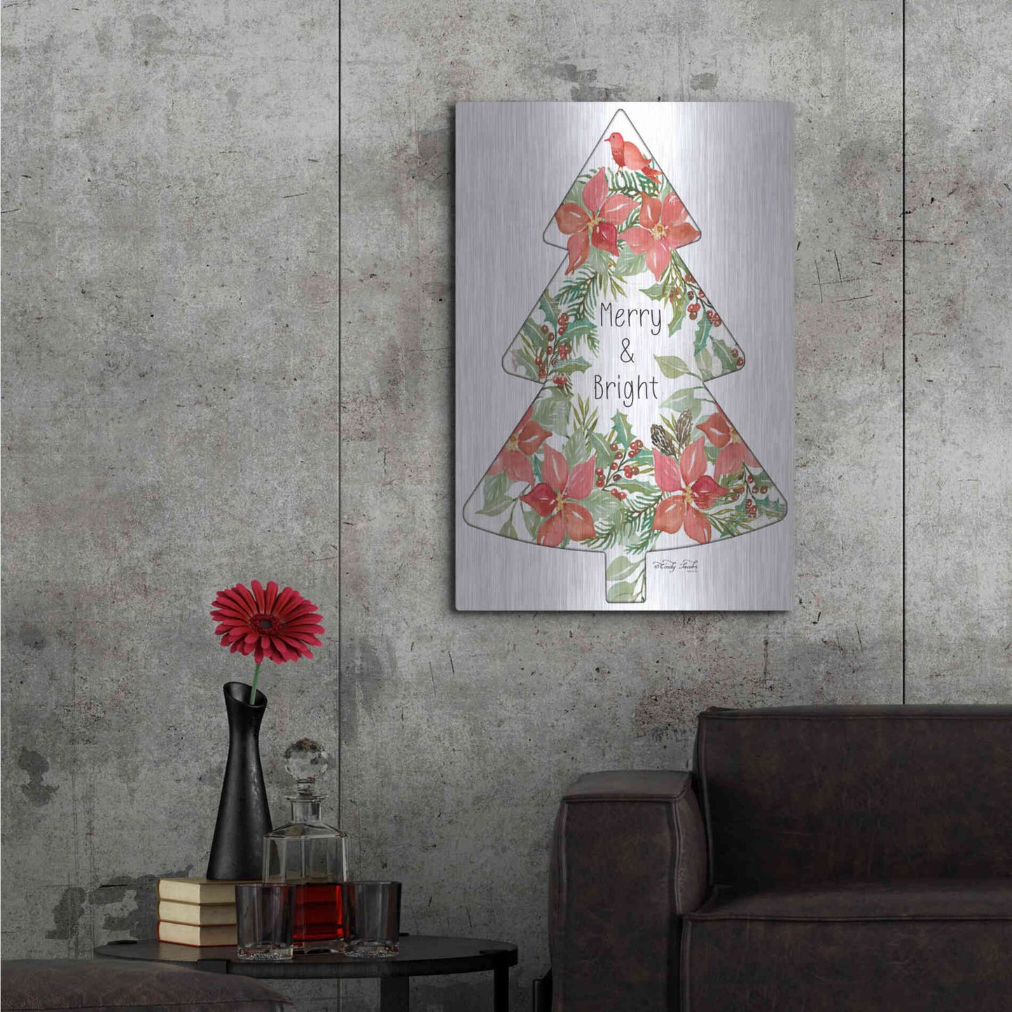 Luxe Metal Art 'Merry & Bright Tree' by Cindy Jacobs, Metal Wall Art,24x36