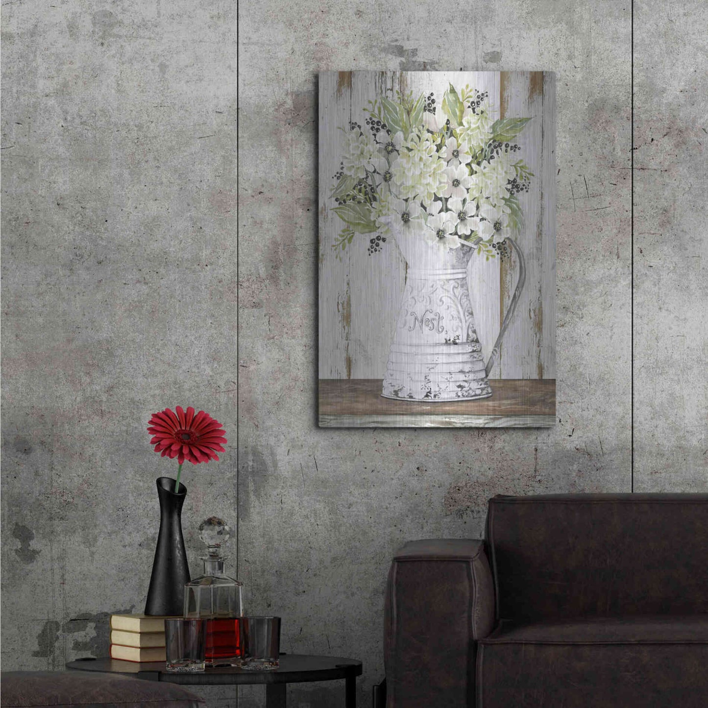Luxe Metal Art 'Nest Galvanized Pitcher' by Cindy Jacobs, Metal Wall Art,24x36