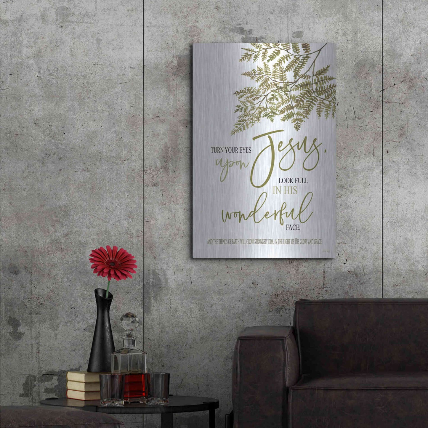 Luxe Metal Art 'Turn Your Eyes Upon Jesus' by Cindy Jacobs, Metal Wall Art,24x36