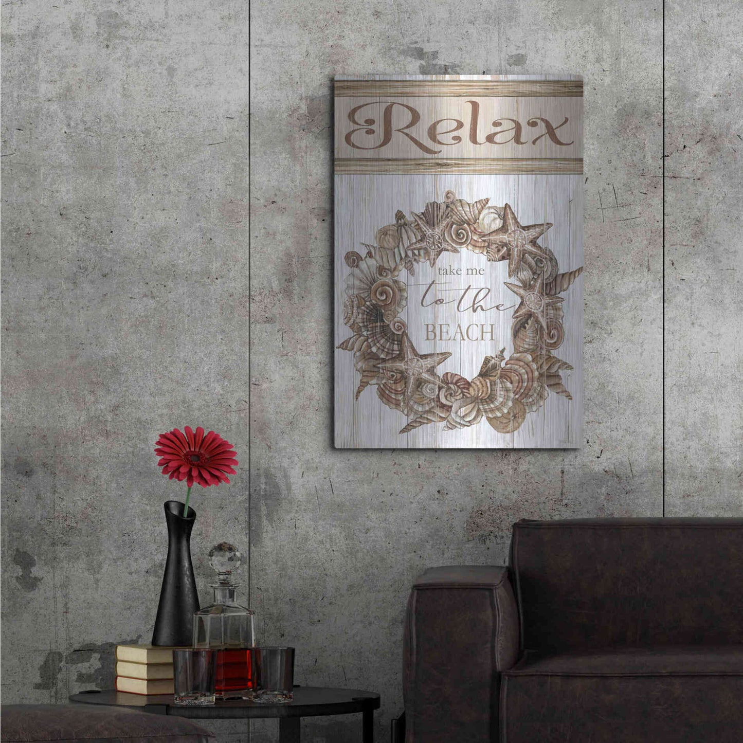 Luxe Metal Art 'Relax Shell Wreath' by Cindy Jacobs, Metal Wall Art,24x36