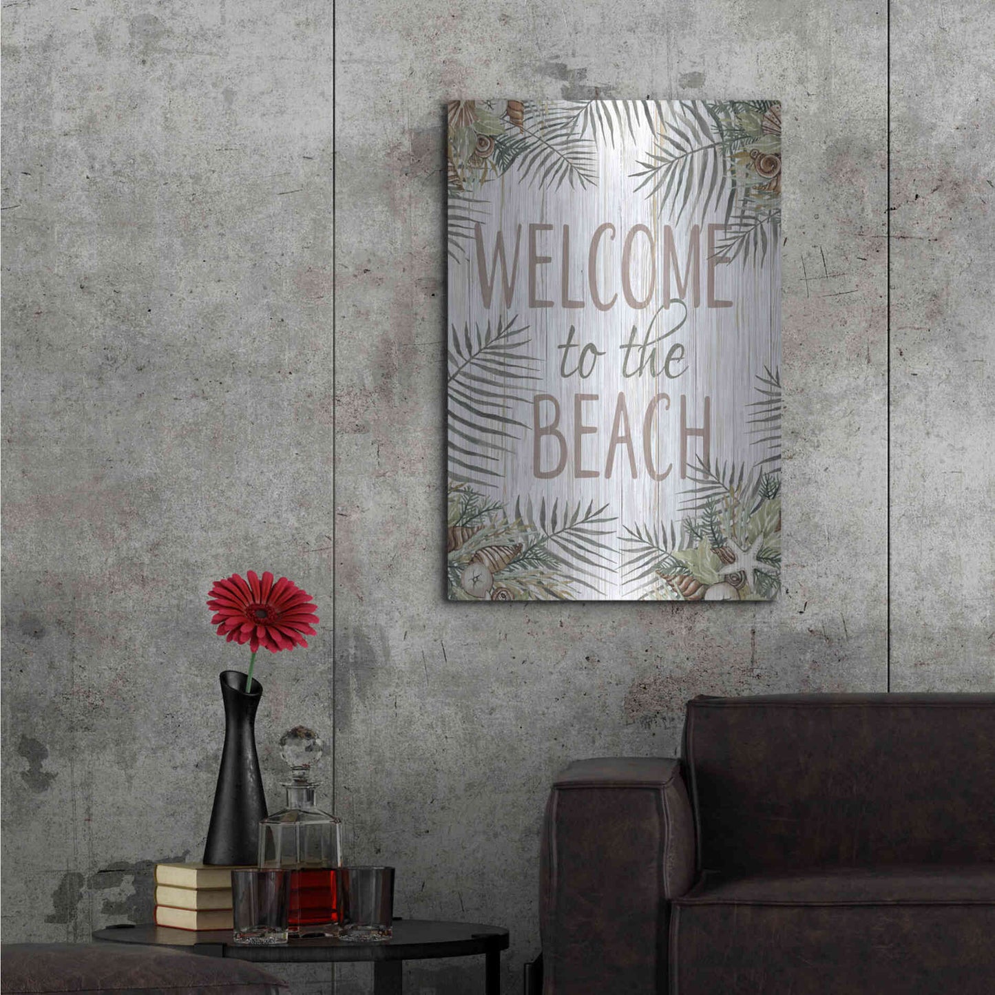 Luxe Metal Art 'Welcome to the Beach' by Cindy Jacobs, Metal Wall Art,24x36