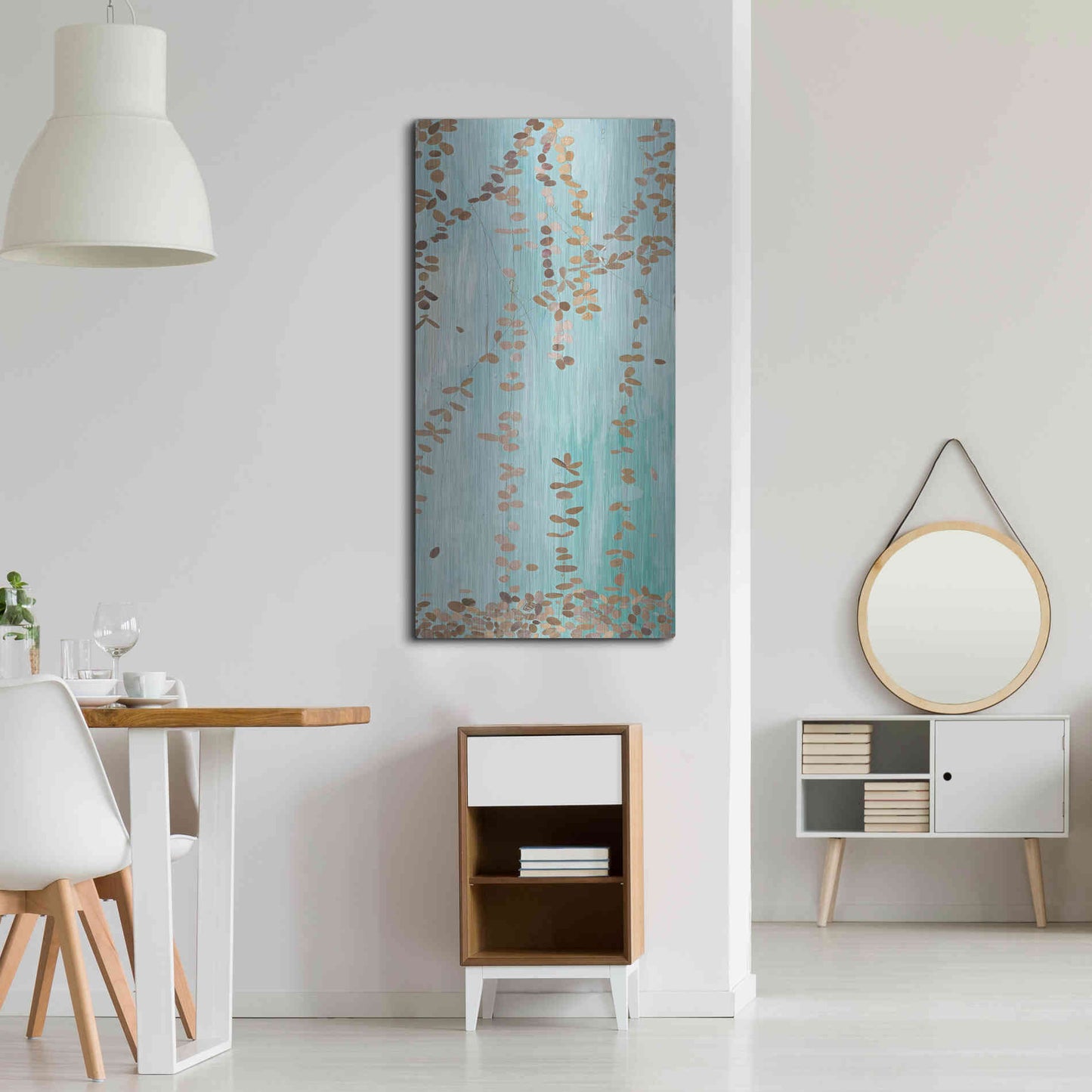 Luxe Metal Art 'Trailing Vines II Blue' by Candra Boggs, Metal Wall Art,24x48