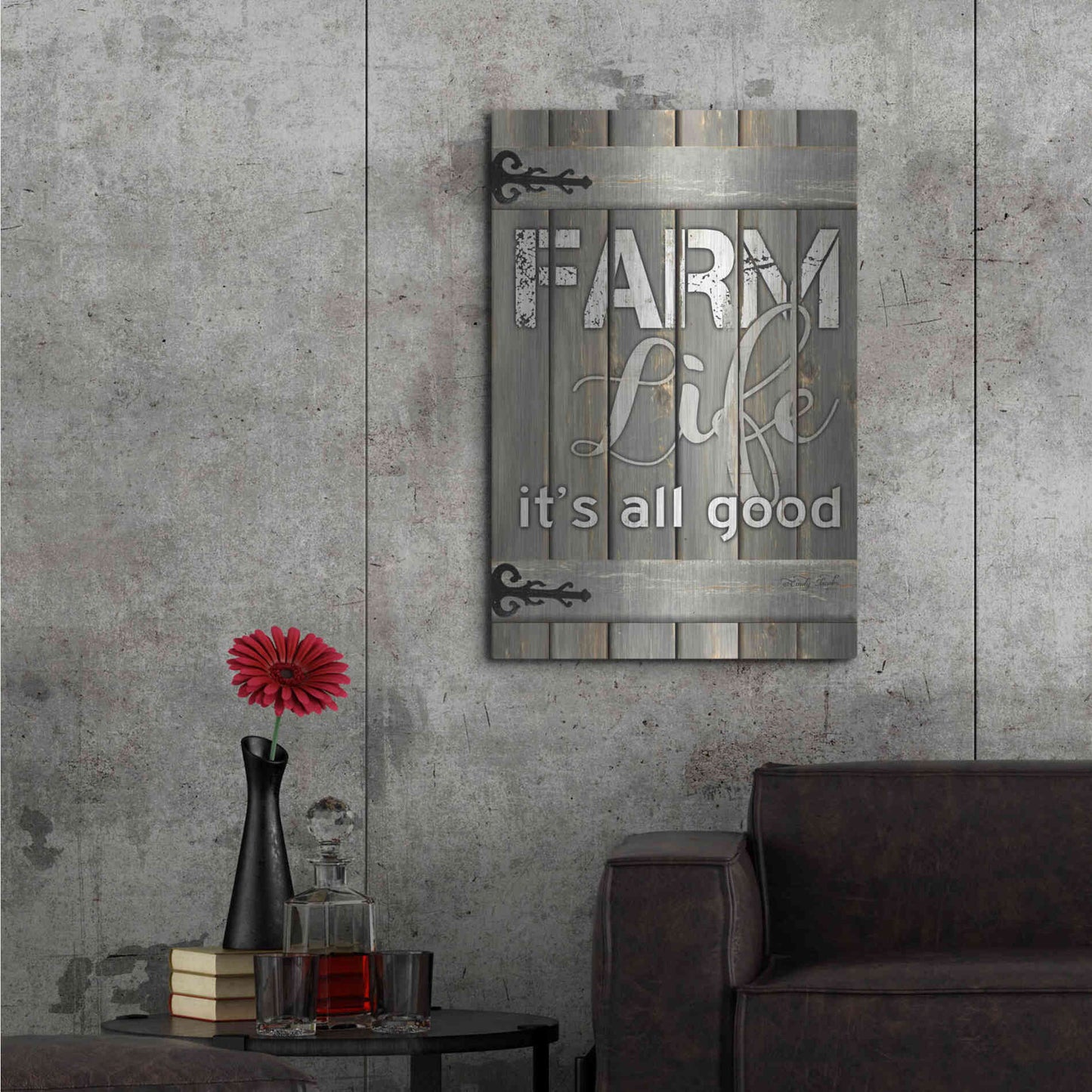 Luxe Metal Art 'Farm Life It's All Good' by Cindy Jacobs, Metal Wall Art,24x36