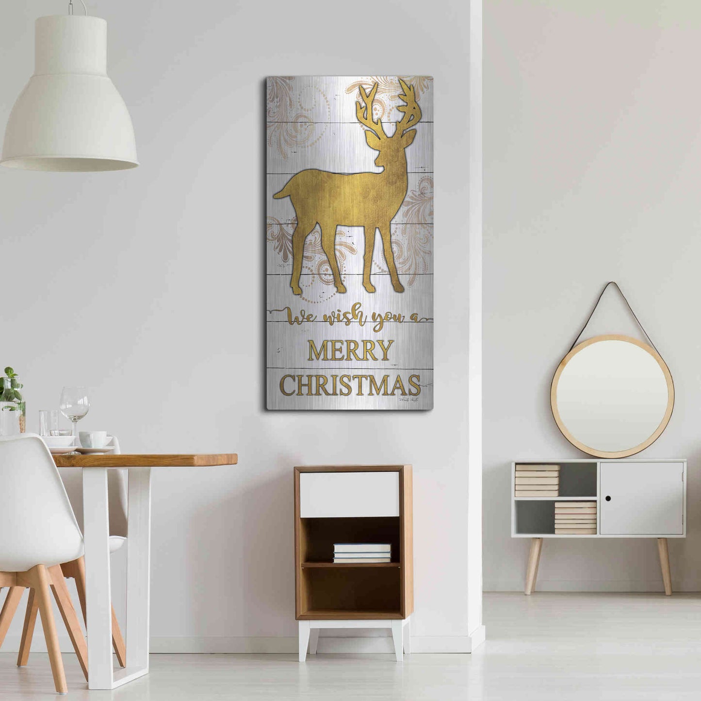 Luxe Metal Art 'Reindeer Merry Christmas' by Cindy Jacobs, Metal Wall Art,24x48
