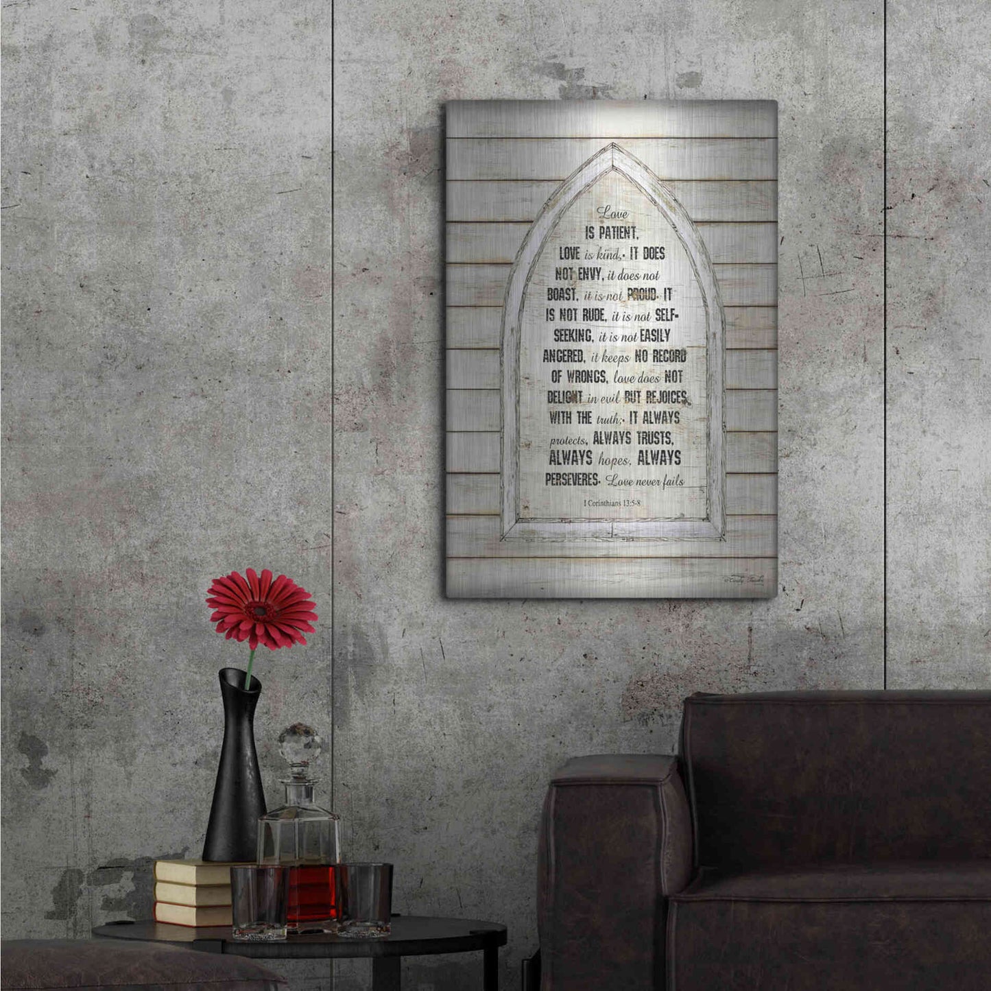 Luxe Metal Art 'Love is Patient Verse Arch' by Cindy Jacobs, Metal Wall Art,24x36