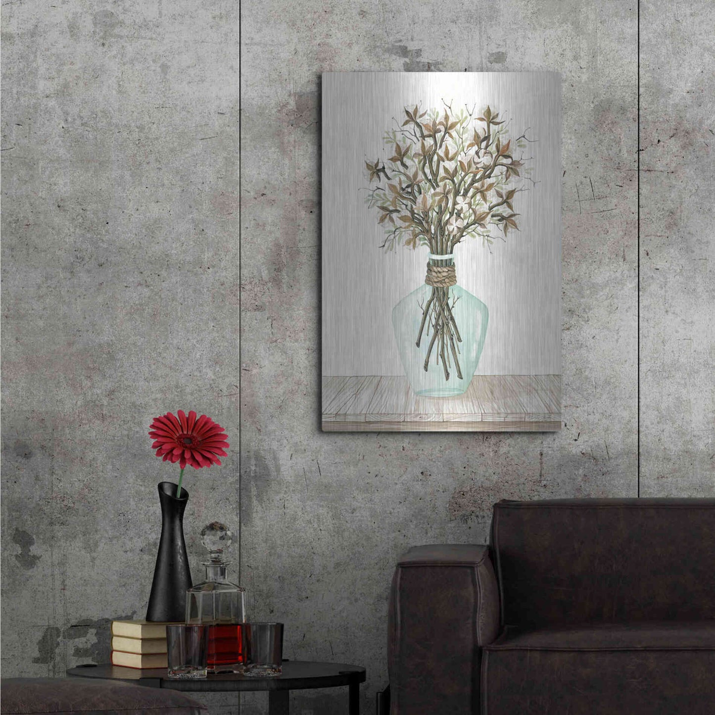 Luxe Metal Art 'Cotton Bouquet' by Cindy Jacobs, Metal Wall Art,24x36