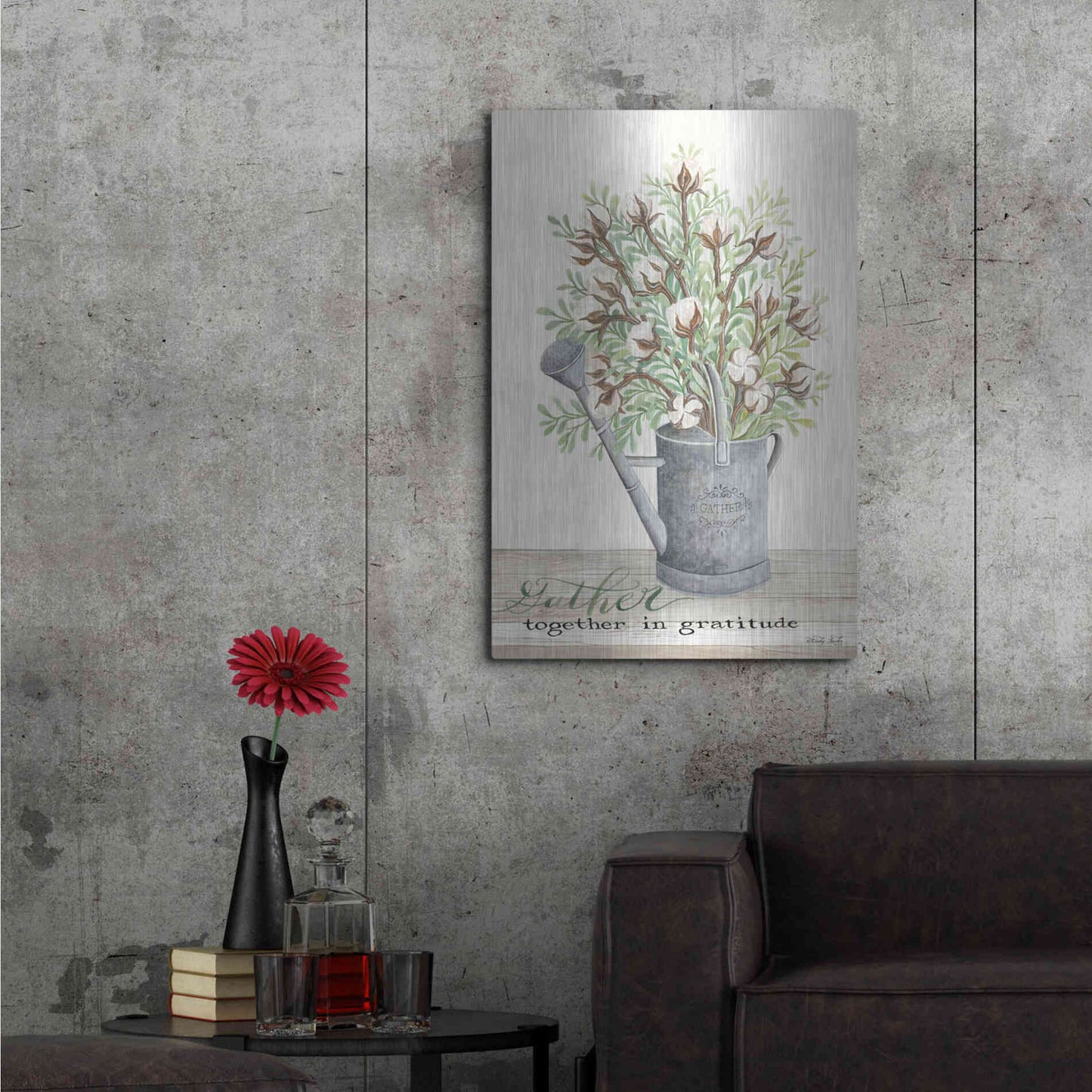 Luxe Metal Art 'Gather Together Cotton Bouquet' by Cindy Jacobs, Metal Wall Art,24x36