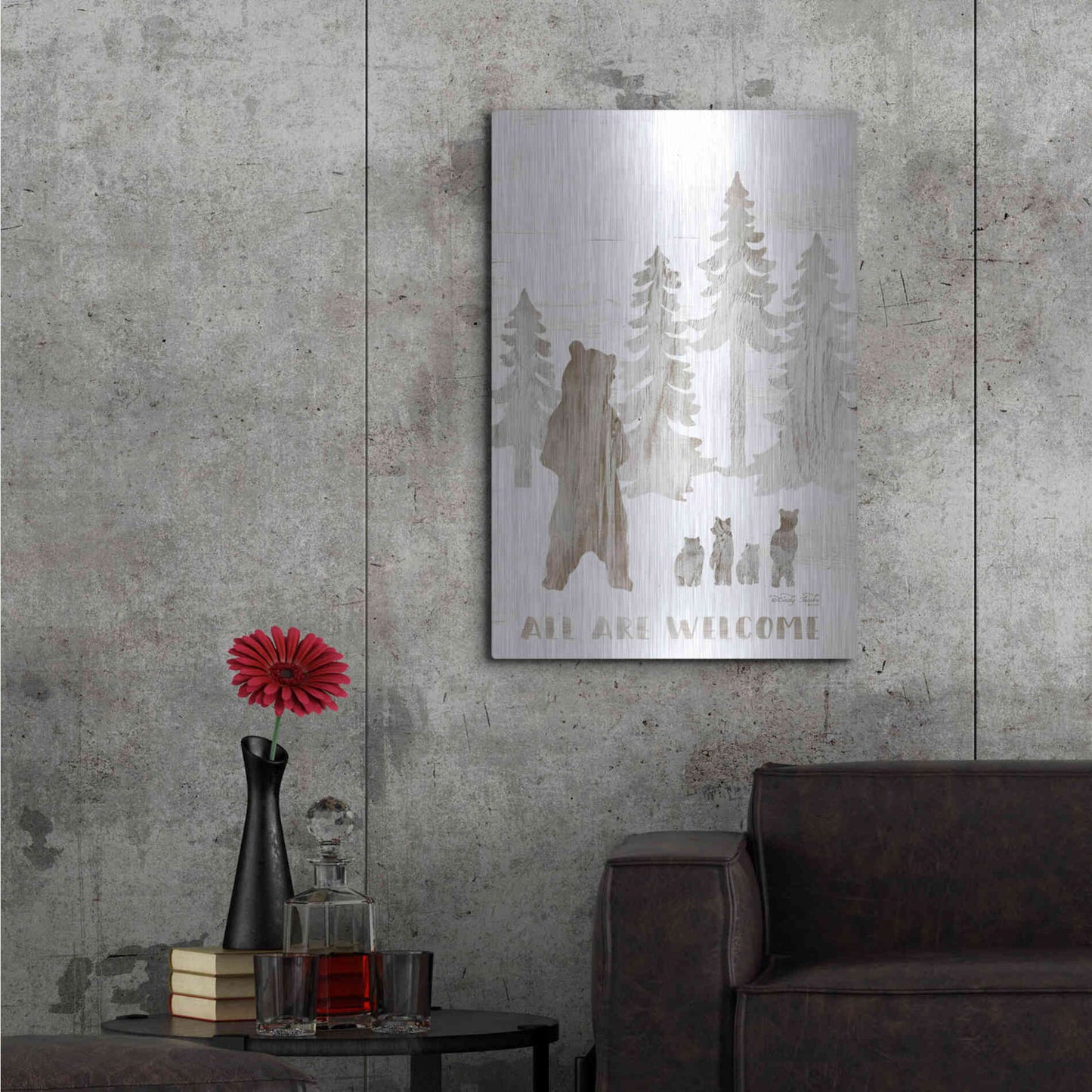 Luxe Metal Art 'All are Welcome Bears' by Cindy Jacobs, Metal Wall Art,24x36