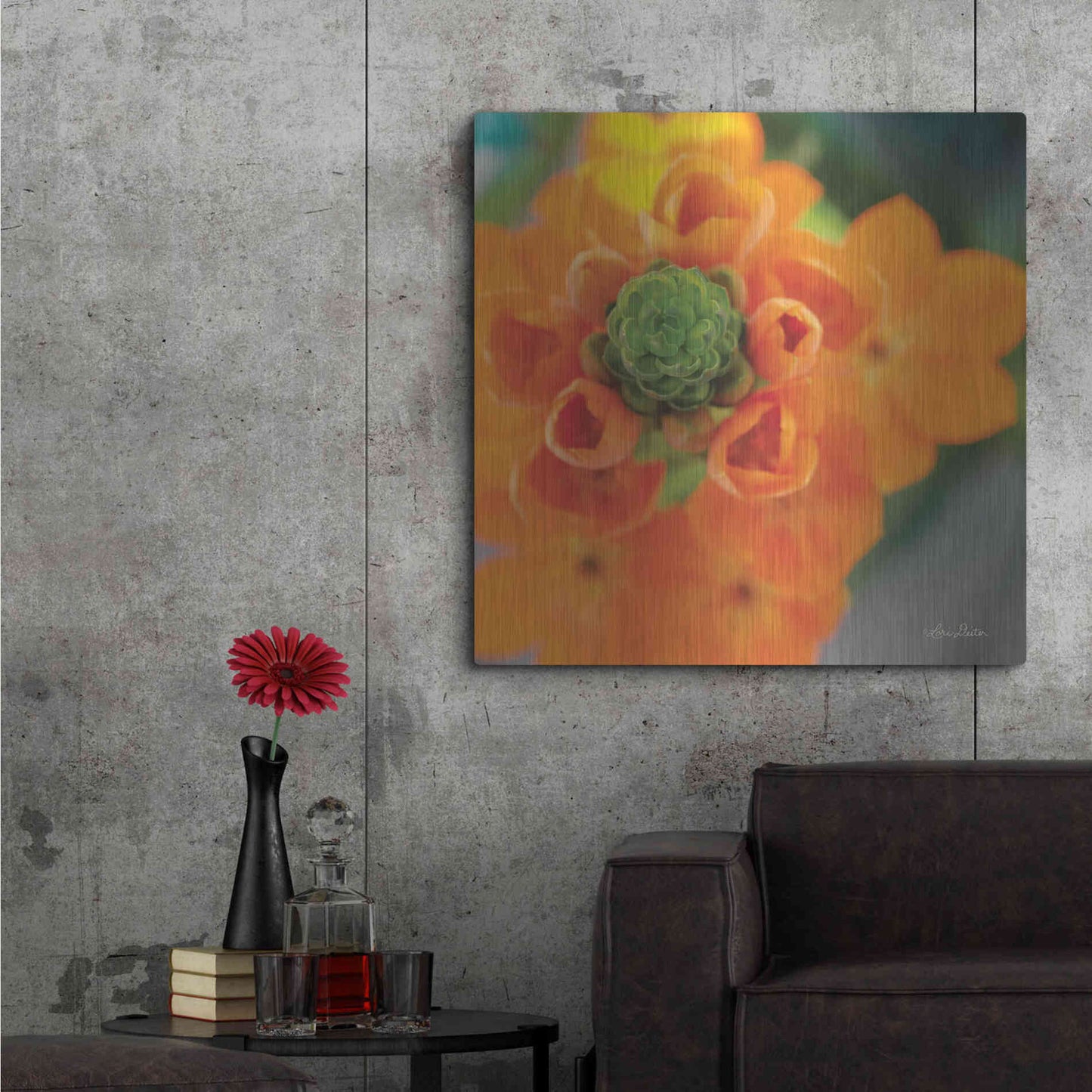 Luxe Metal Art 'Floral Pop IV' by Lori Deiter, Metal Wall Art,36x36