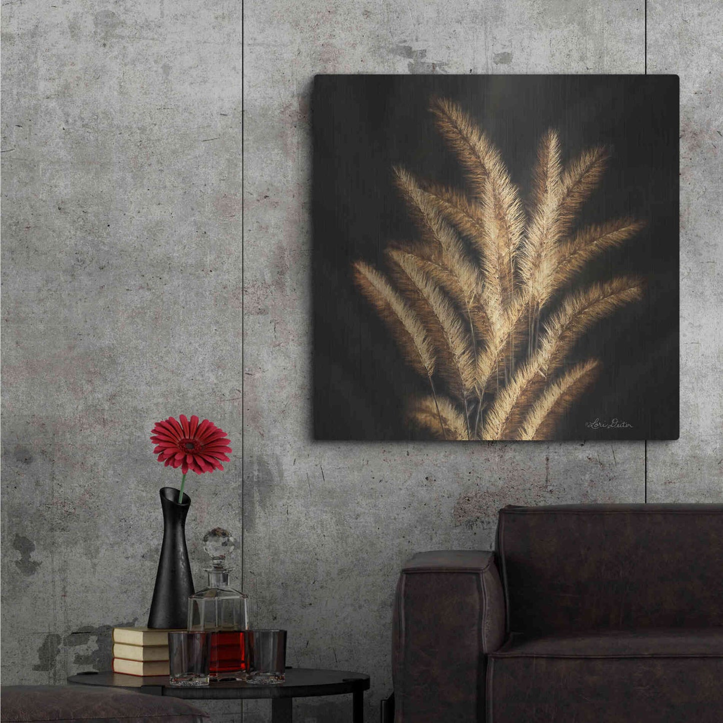 Luxe Metal Art 'Golden Grass II' by Lori Deiter, Metal Wall Art,36x36