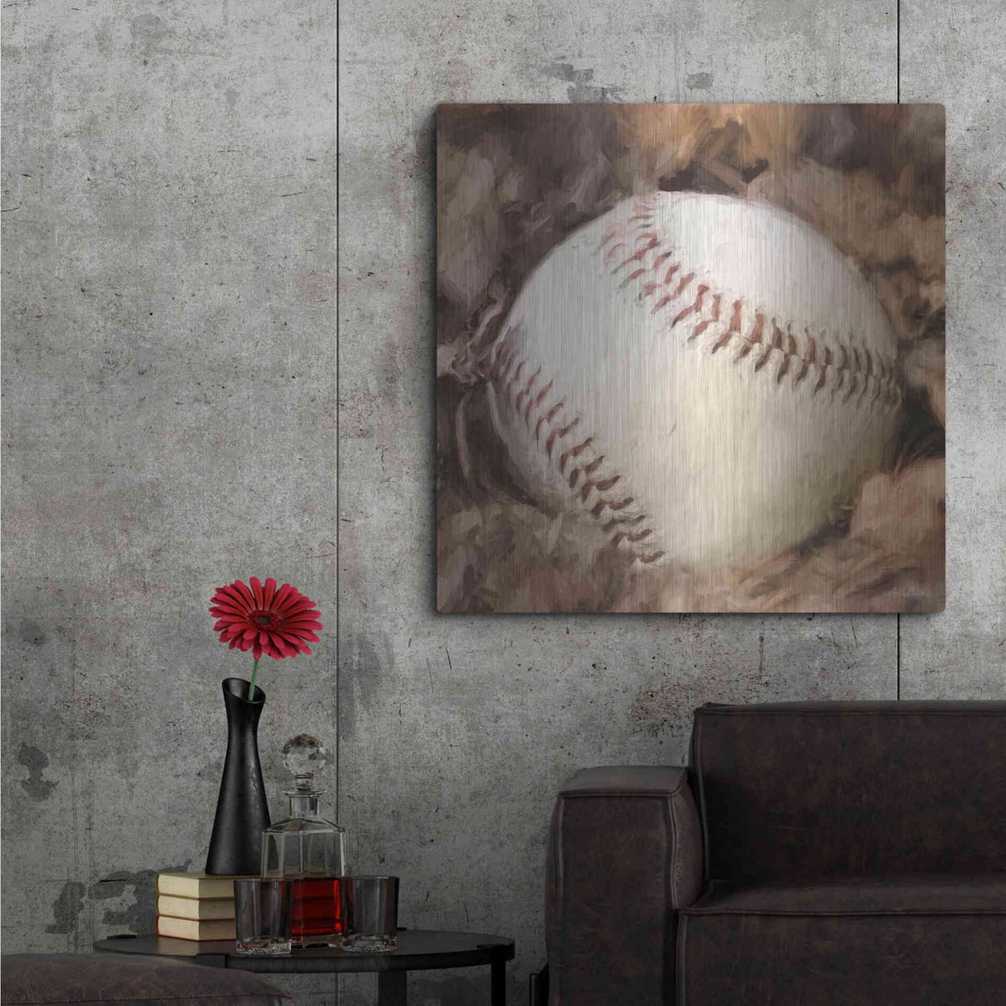 Luxe Metal Art 'Baseball Season' by Lori Deiter, Metal Wall Art,36x36