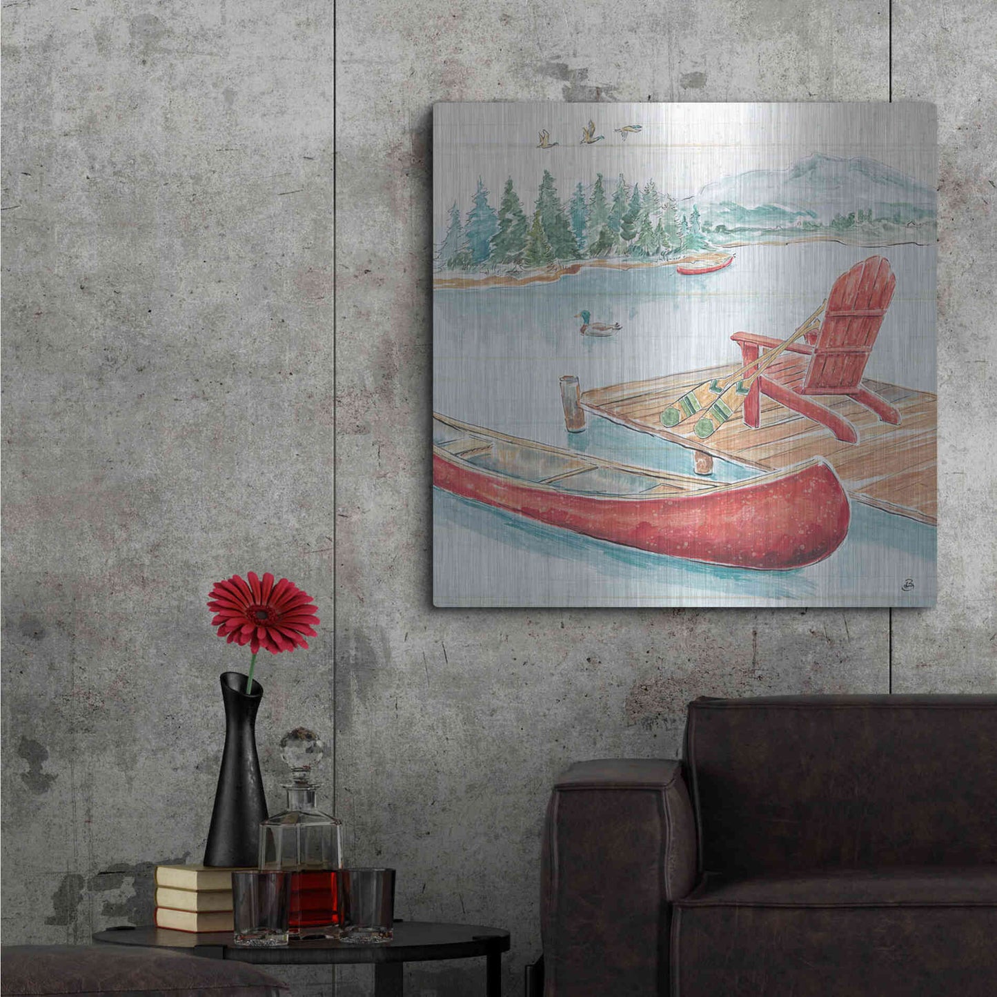 Luxe Metal Art 'Lake Moments IV' by Daphne Brissonet, Metal Wall Art,36x36