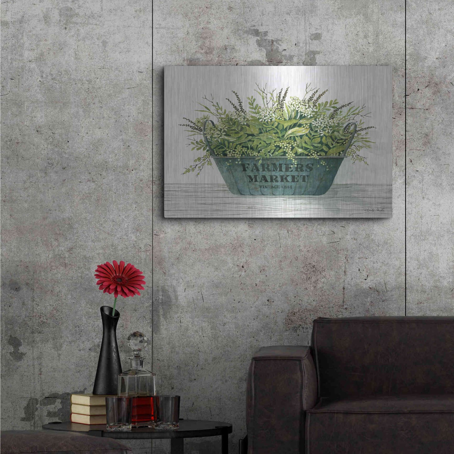 Luxe Metal Art 'Farmer's Market Vintage 1848' by Cindy Jacobs, Metal Wall Art,36x24