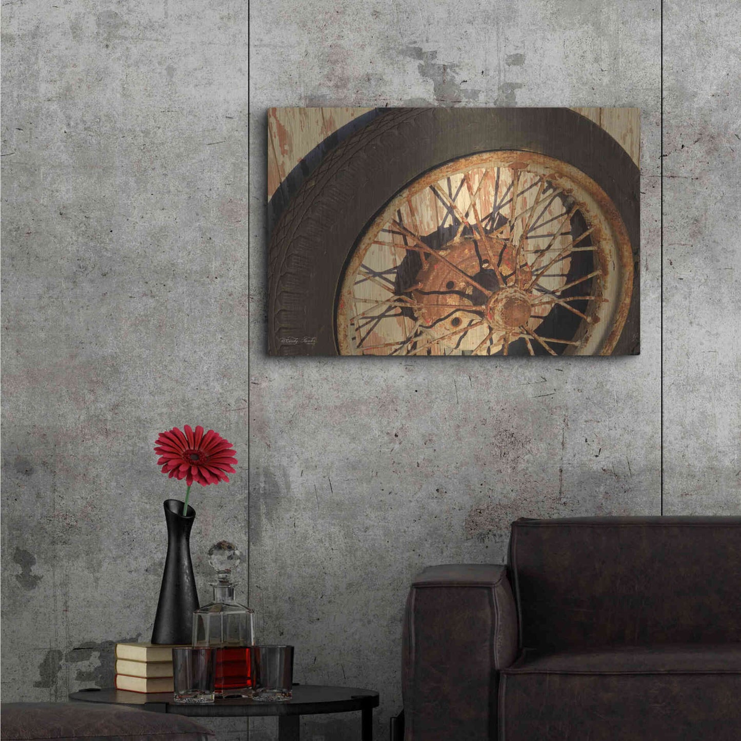 Luxe Metal Art 'Tire' by Cindy Jacobs, Metal Wall Art,36x24