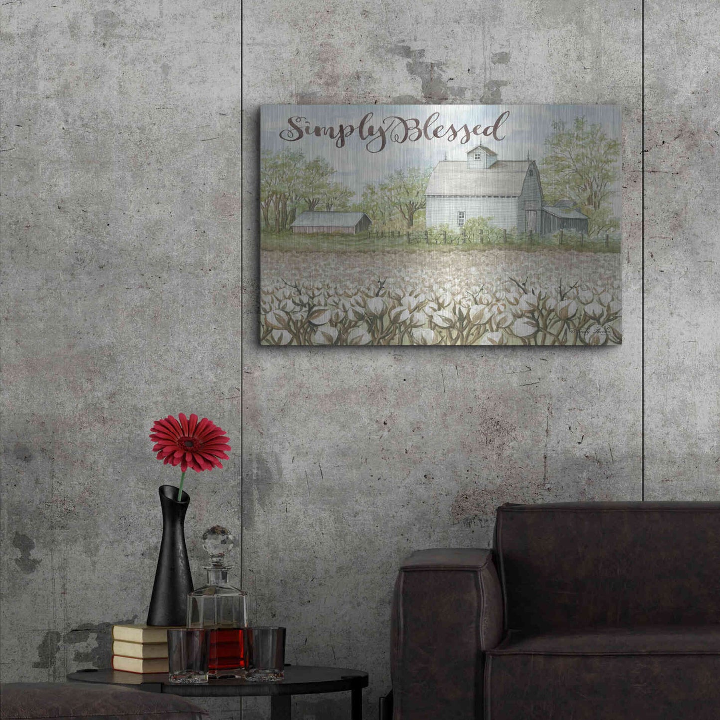 Luxe Metal Art 'Simply Blessed Farmhouse' by Cindy Jacobs, Metal Wall Art,36x24
