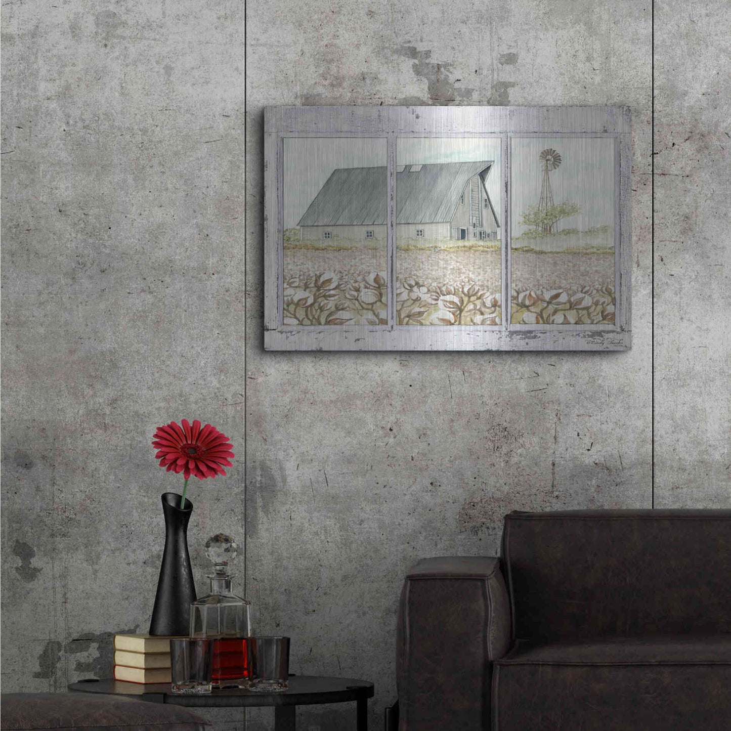 Luxe Metal Art 'Farmland View' by Cindy Jacobs, Metal Wall Art,36x24