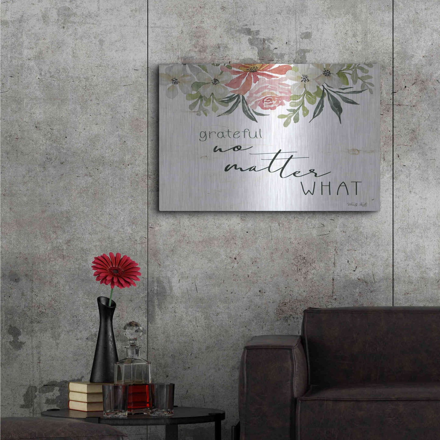 Luxe Metal Art 'Grateful No Matter What' by Cindy Jacobs, Metal Wall Art,36x24